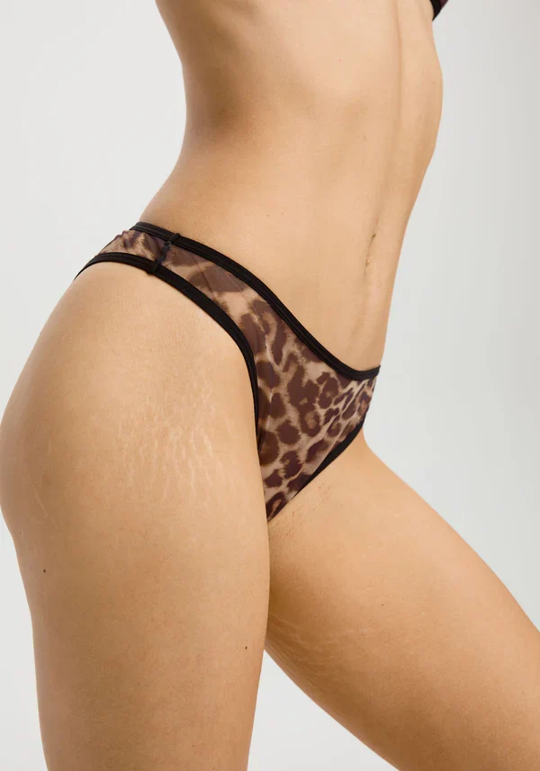 Sheer High-Leg Bikini Panty Blush The Mesh Leopard — view 3