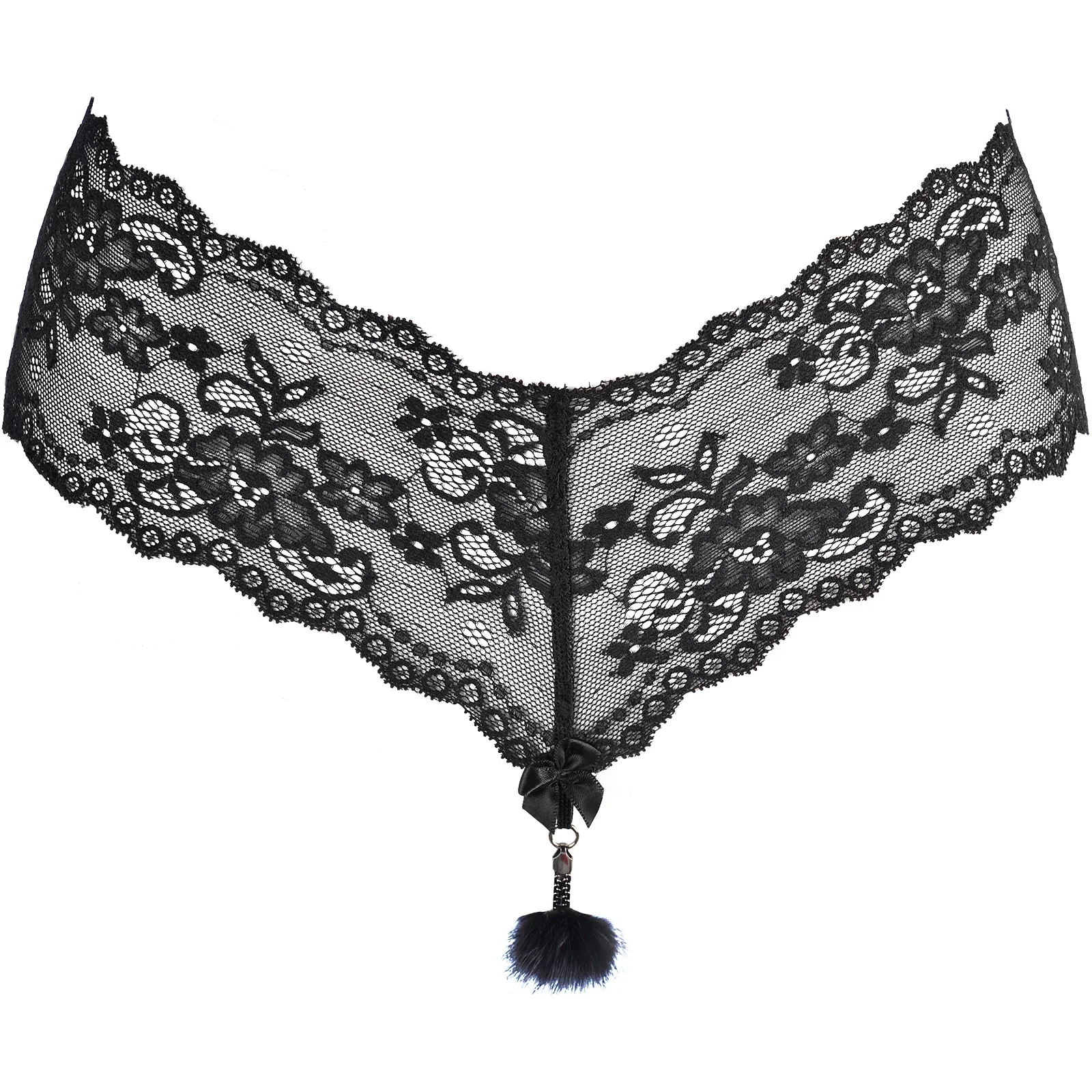Axami Pussycat Fur Chain Lace String Panty — view 5