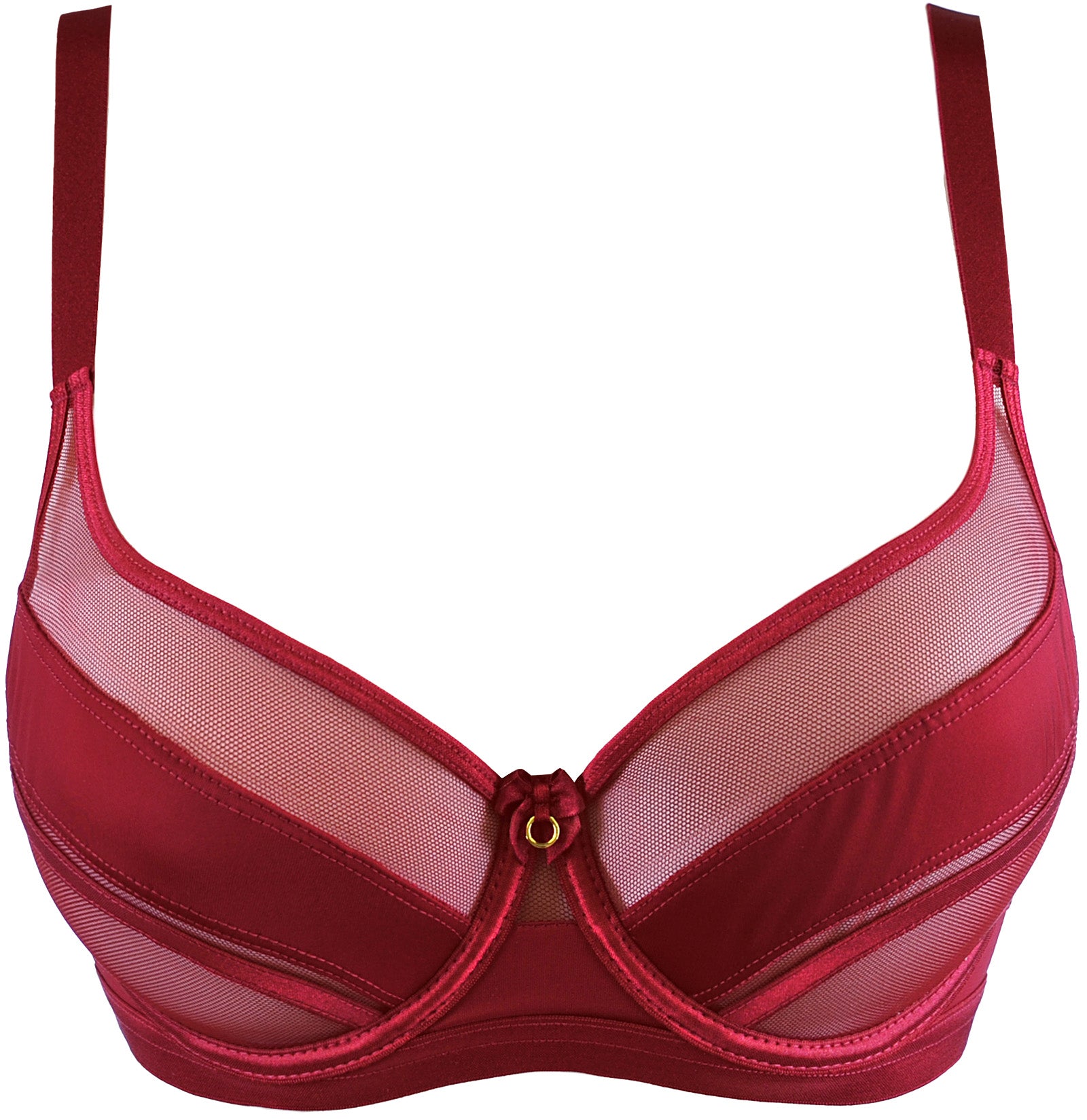 Axami Linea Burgundy Soft Sheer Mesh Balconette Bra — view 3