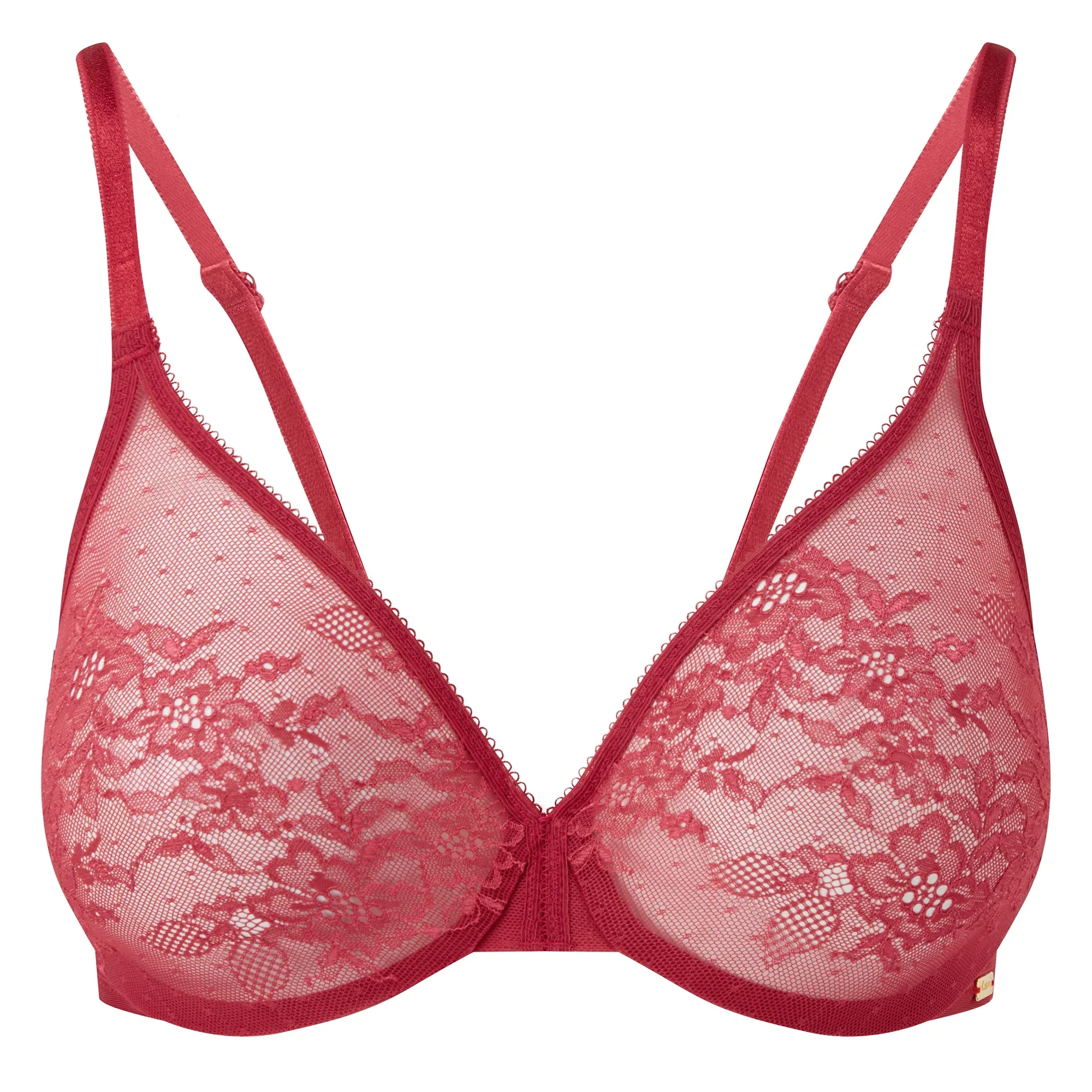Gossard Glossies Lace Raspberry Blush Sheer Molded Bra — view 7