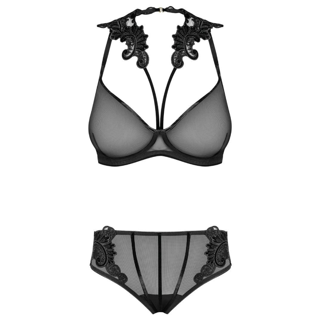 Sexy Sheer Demi Bra & Mesh Bikini Panty Set Majesty — view 3