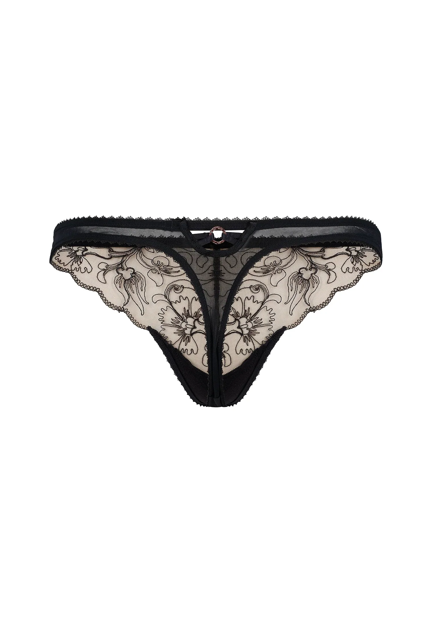 Gossard VIP Fleur de Nuit Black Sheer Thong Panty — view 6