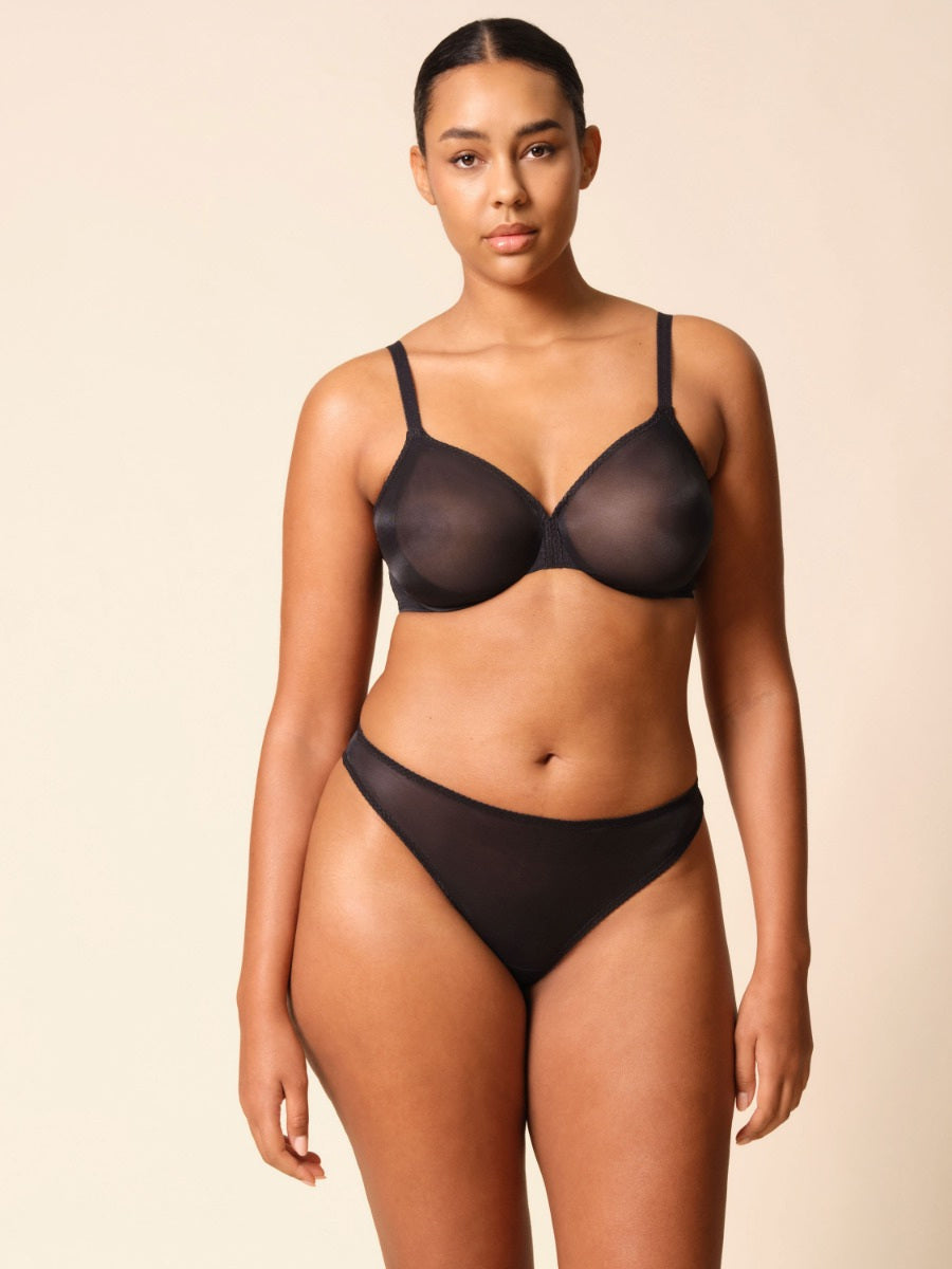 Gossard Glossies Black Sheer Thong Panty — view 6