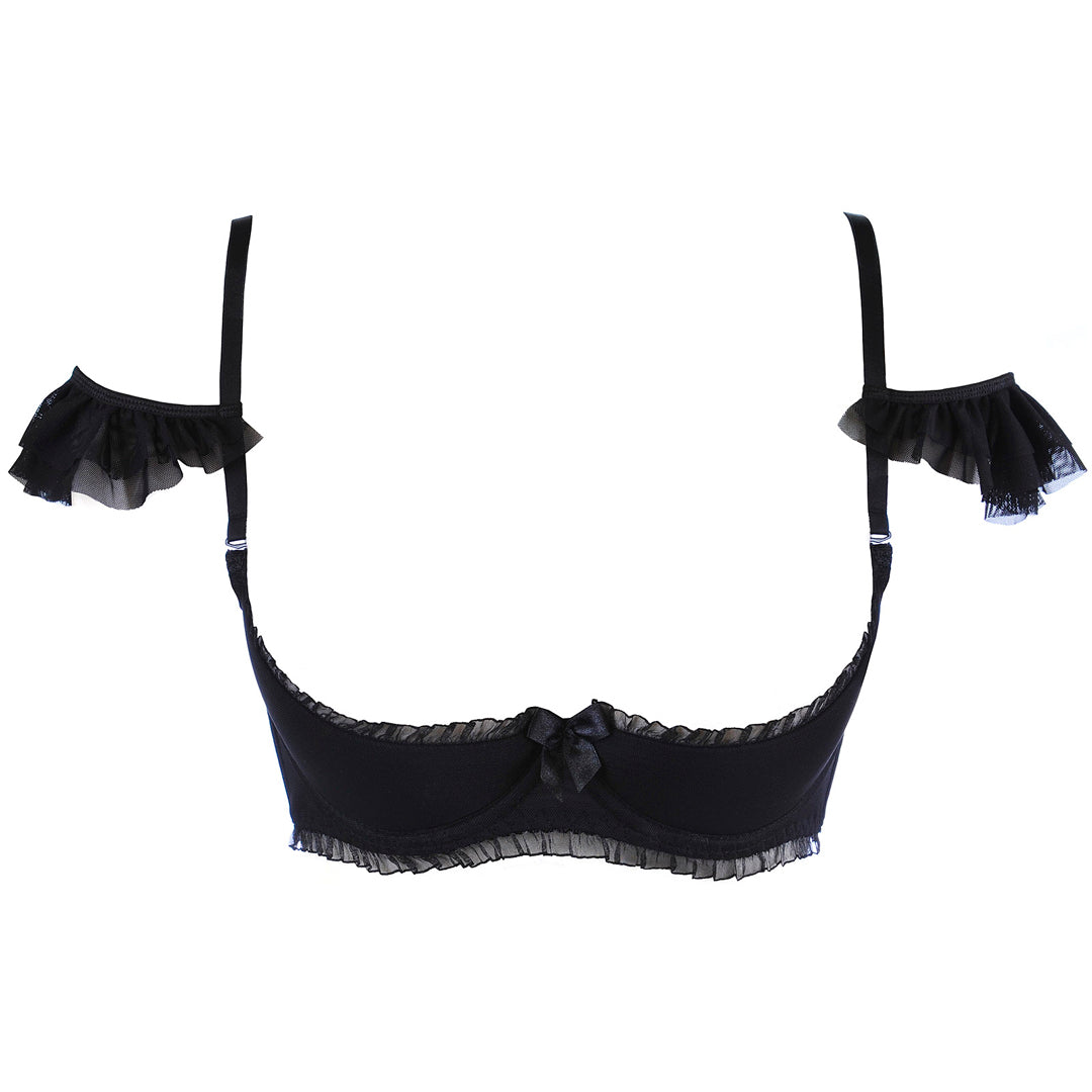 Axami Sweet Angel Black Ruche Open Cup Shelf Bra — view 6