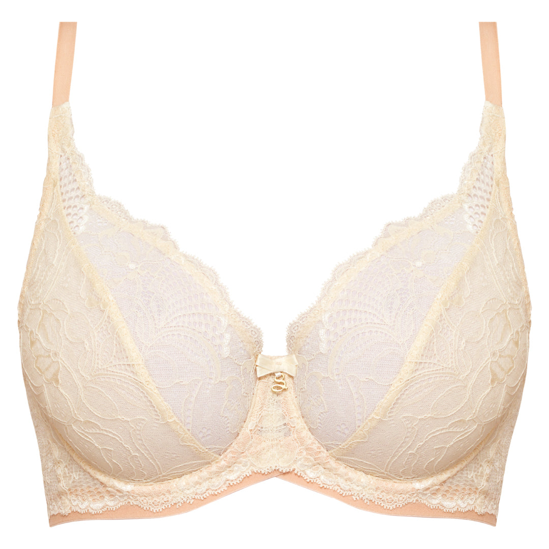Samanta Anabelle Biscuit Sheer Lace Plunge Underwire Bra — view 5