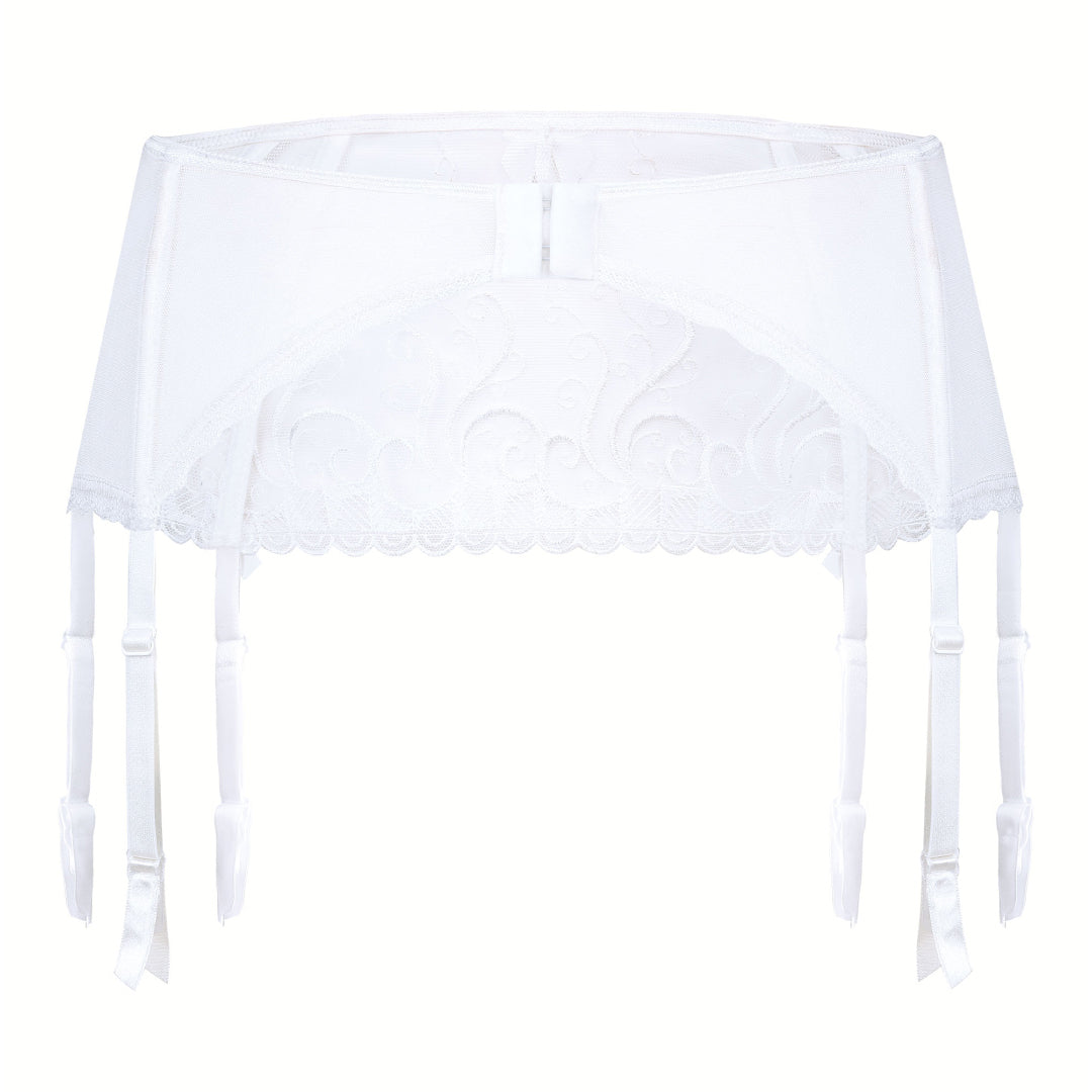 Bridal Sheer Mesh Embroidered Garter Belt Roza Anuk White — view 5