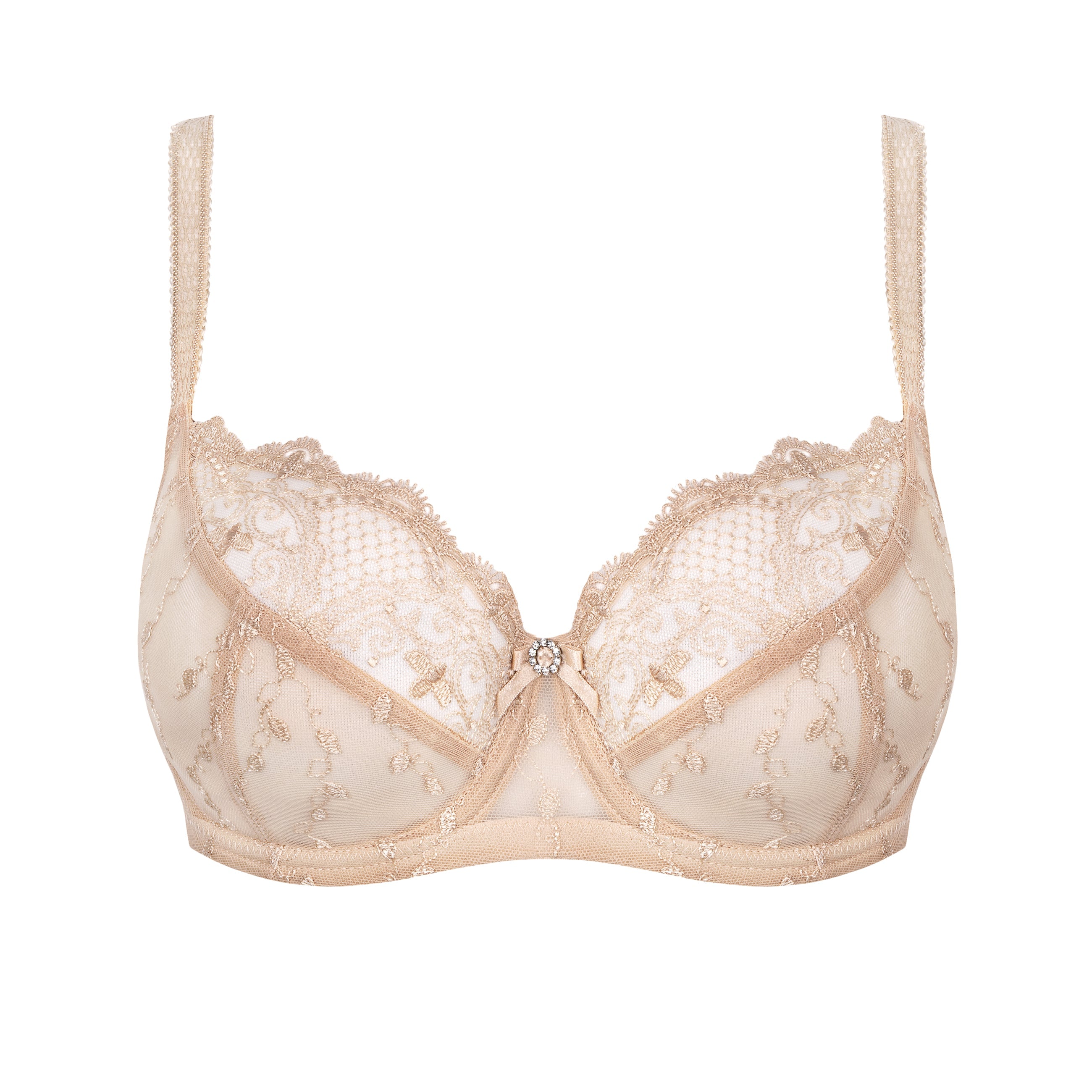 Sheer Lace Full Figure Bra Aurora Beige — view 4