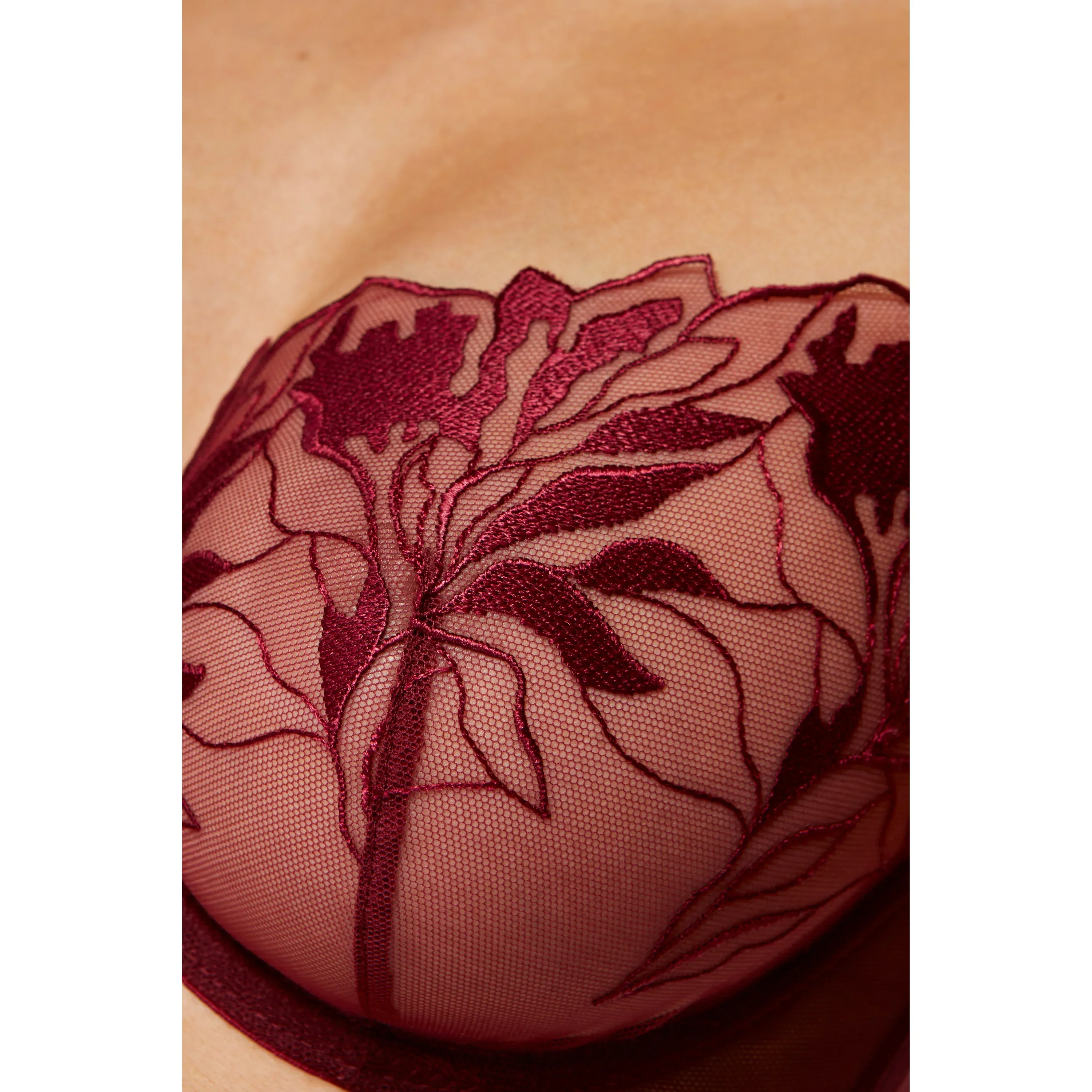 Gorteks Coco Burgundy Transparent Demi Underwire Bra — view 4