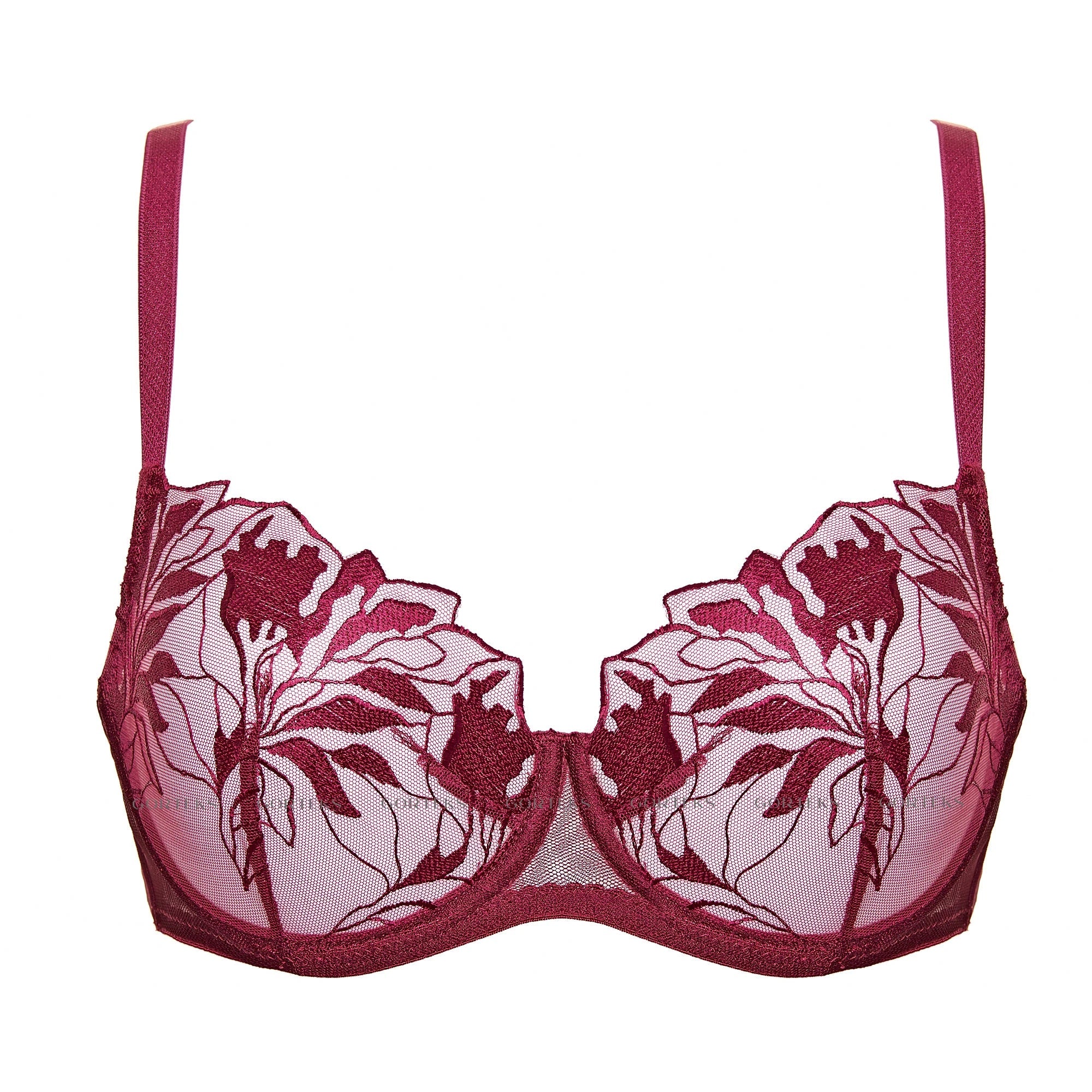Gorteks Coco Burgundy Transparent Demi Underwire Bra — view 3