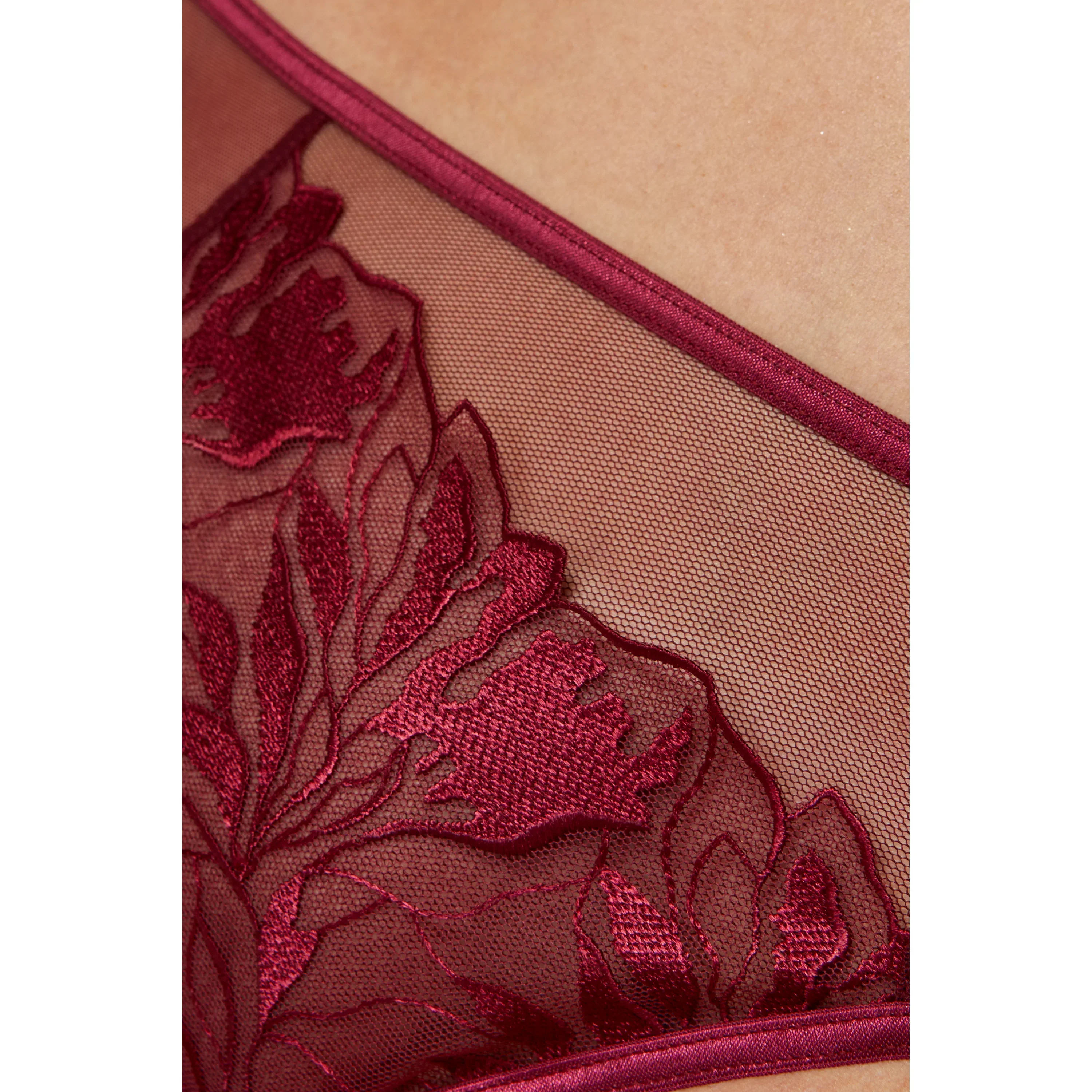 Gorteks Coco Burgundy Sheer Mid Rise Bikini Panty — view 4