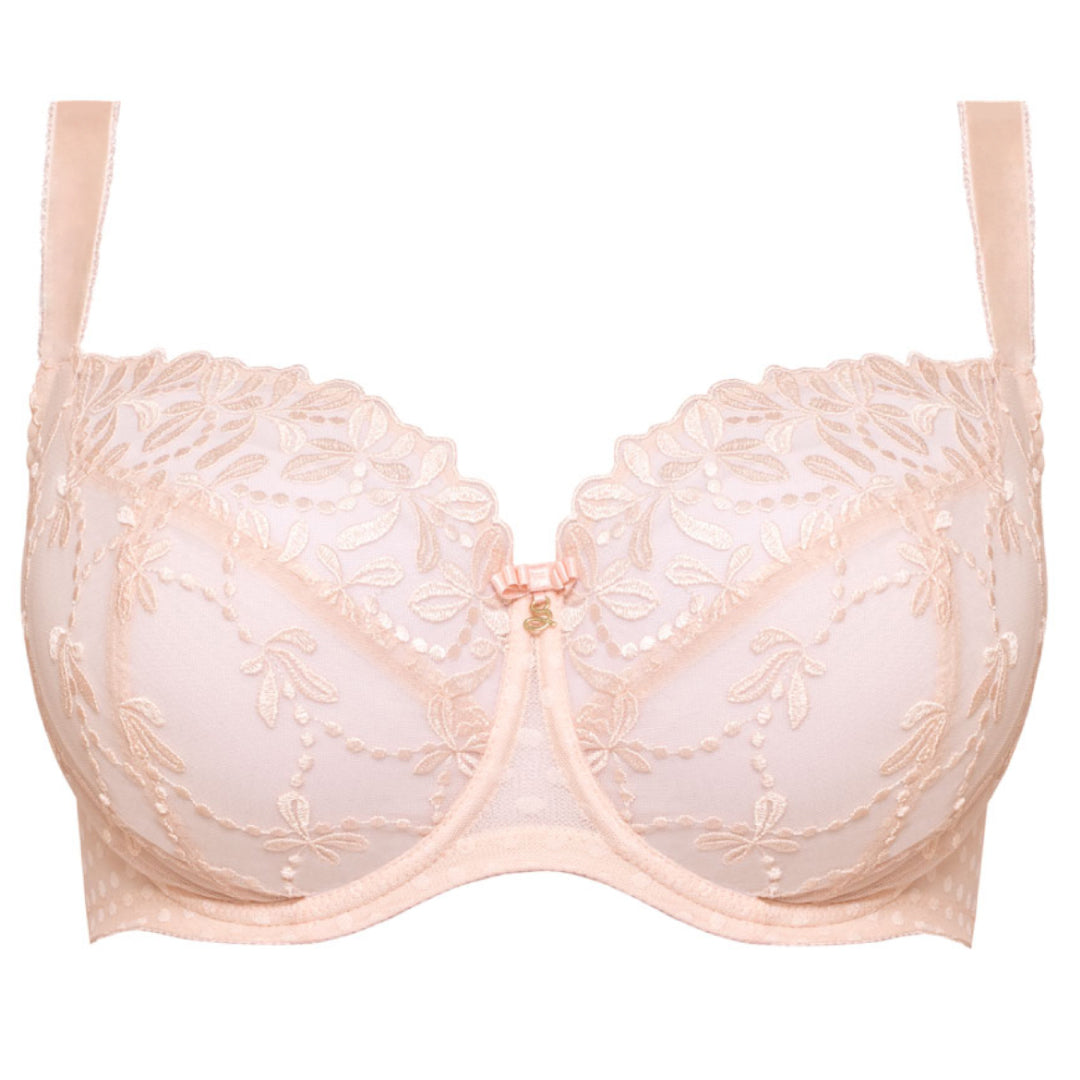 Samanta Donna Powder Rose Sheer Mesh 3-Part Full Cup Bra — view 3