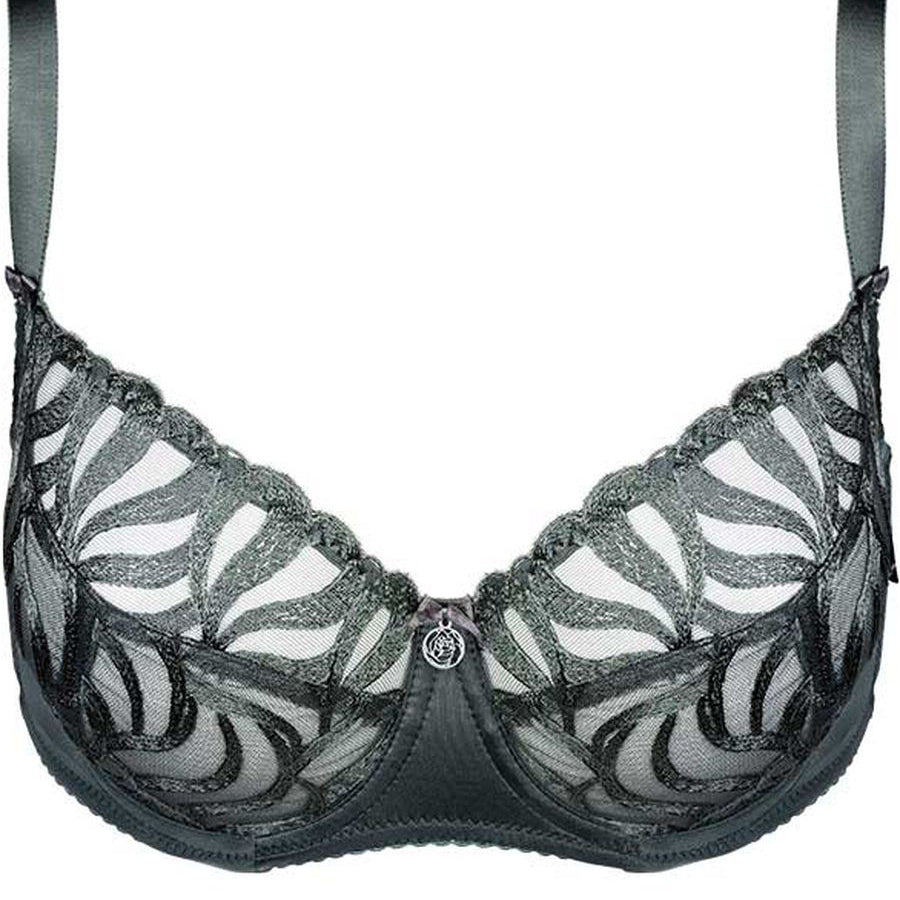 Sheer Lace Underwire Bra Emerald — view 6