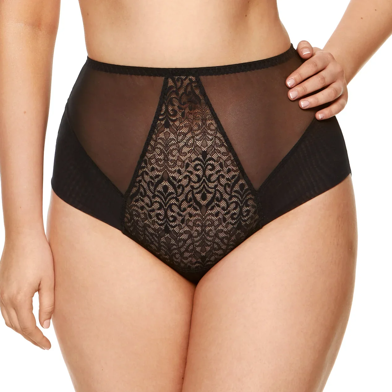 Gorteks Gabi Black Sheer High Waist Full Brief Panty — view 3