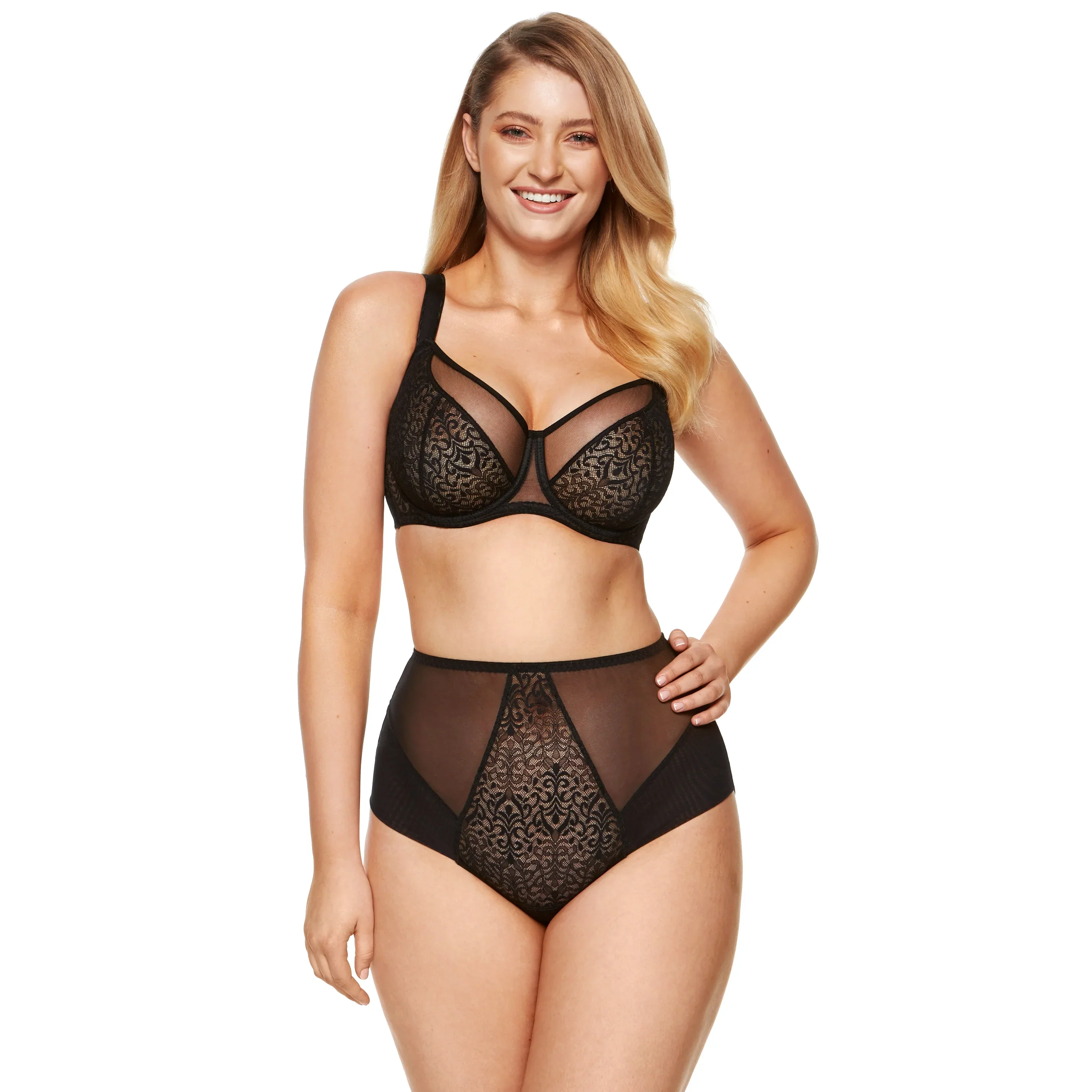 Gorteks Gabi Black Sheer High Waist Full Brief Panty — view 6