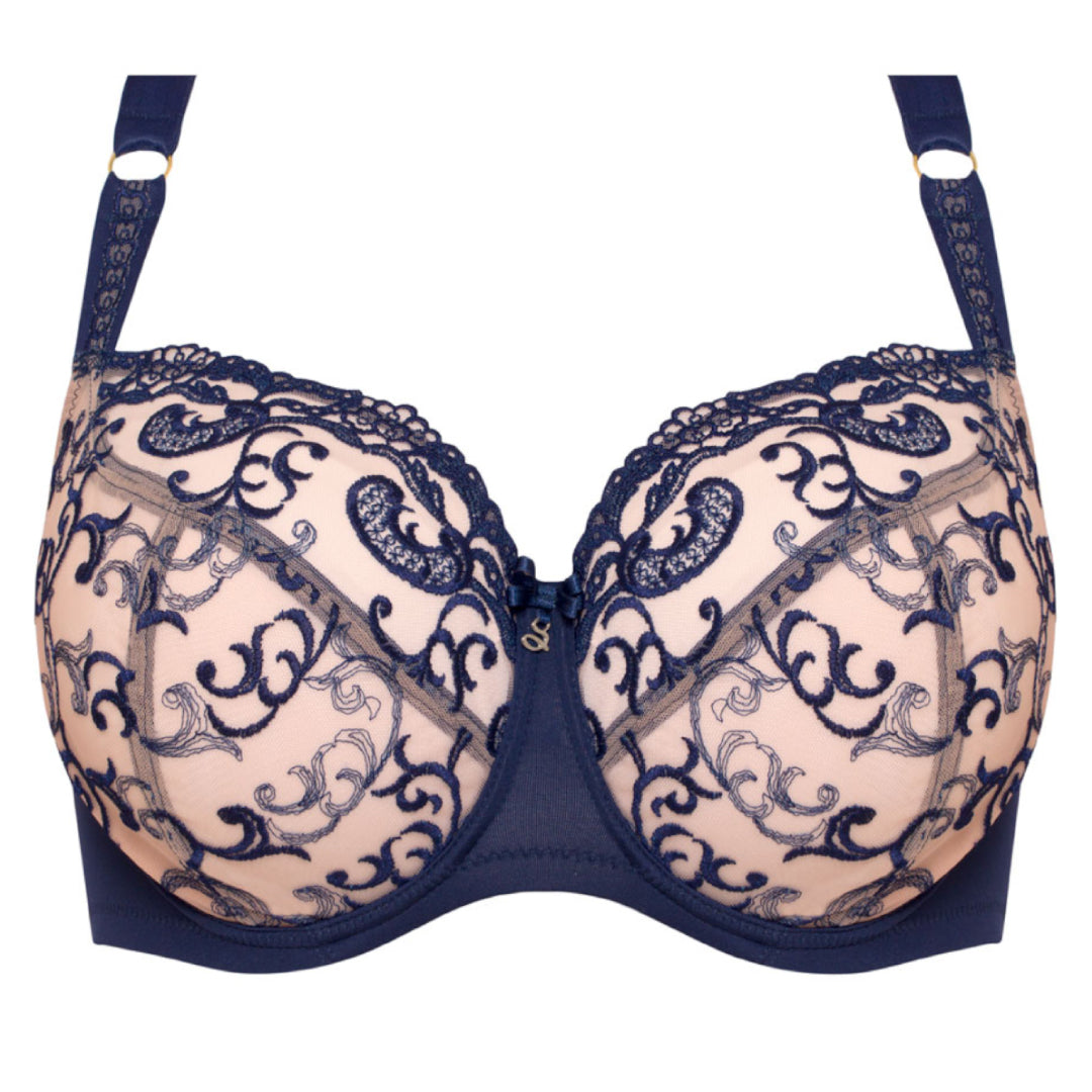 Samanta Hazel Navy Sheer Mesh 3-Part Full Cup Bra — view 4