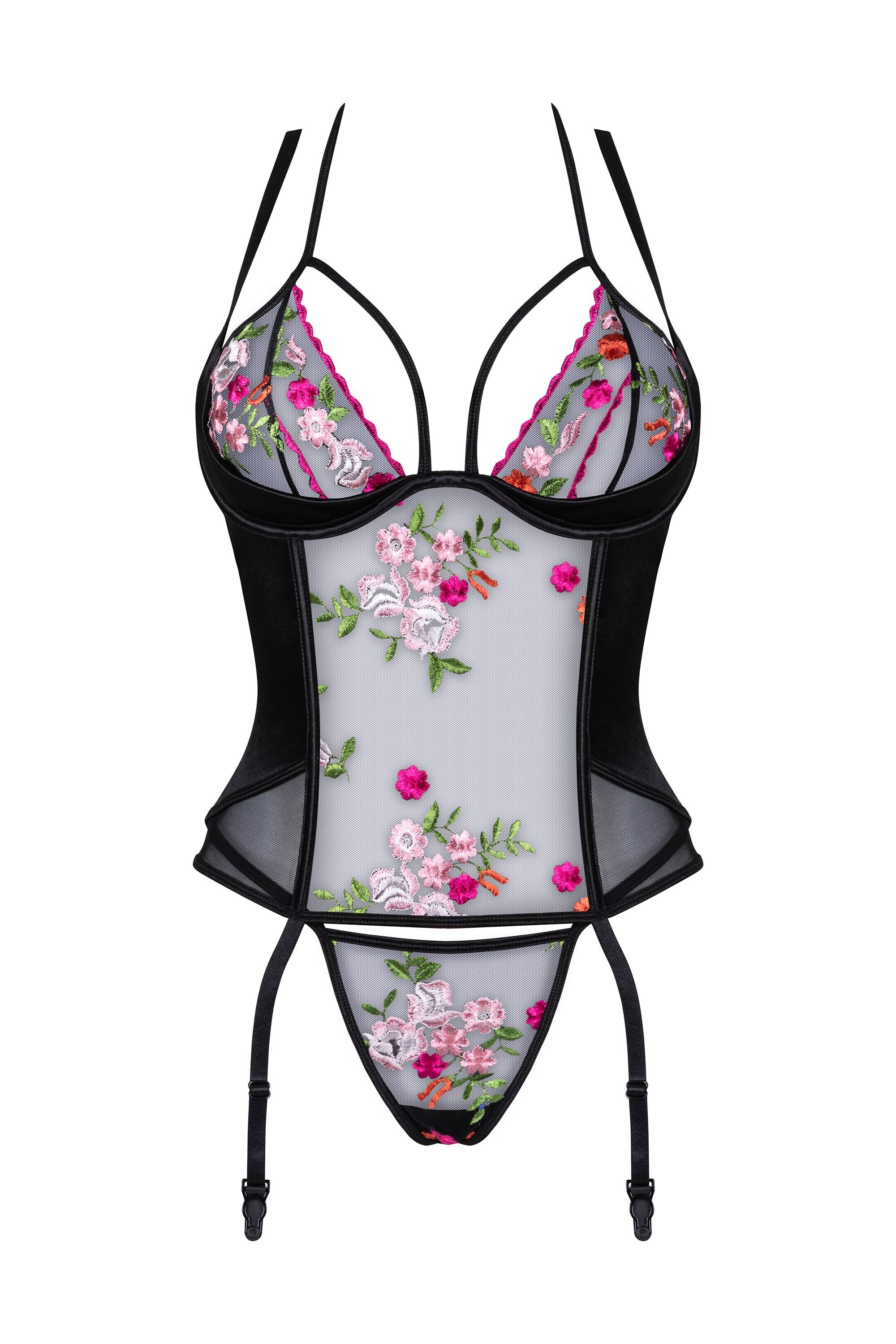 Beauty Night Joanna Sheer Floral Embroidery Corset — view 5