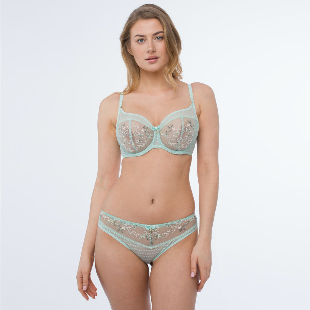 Samanta Juno Mint Sheer Mesh Embroidered Underwire Bra — view 3