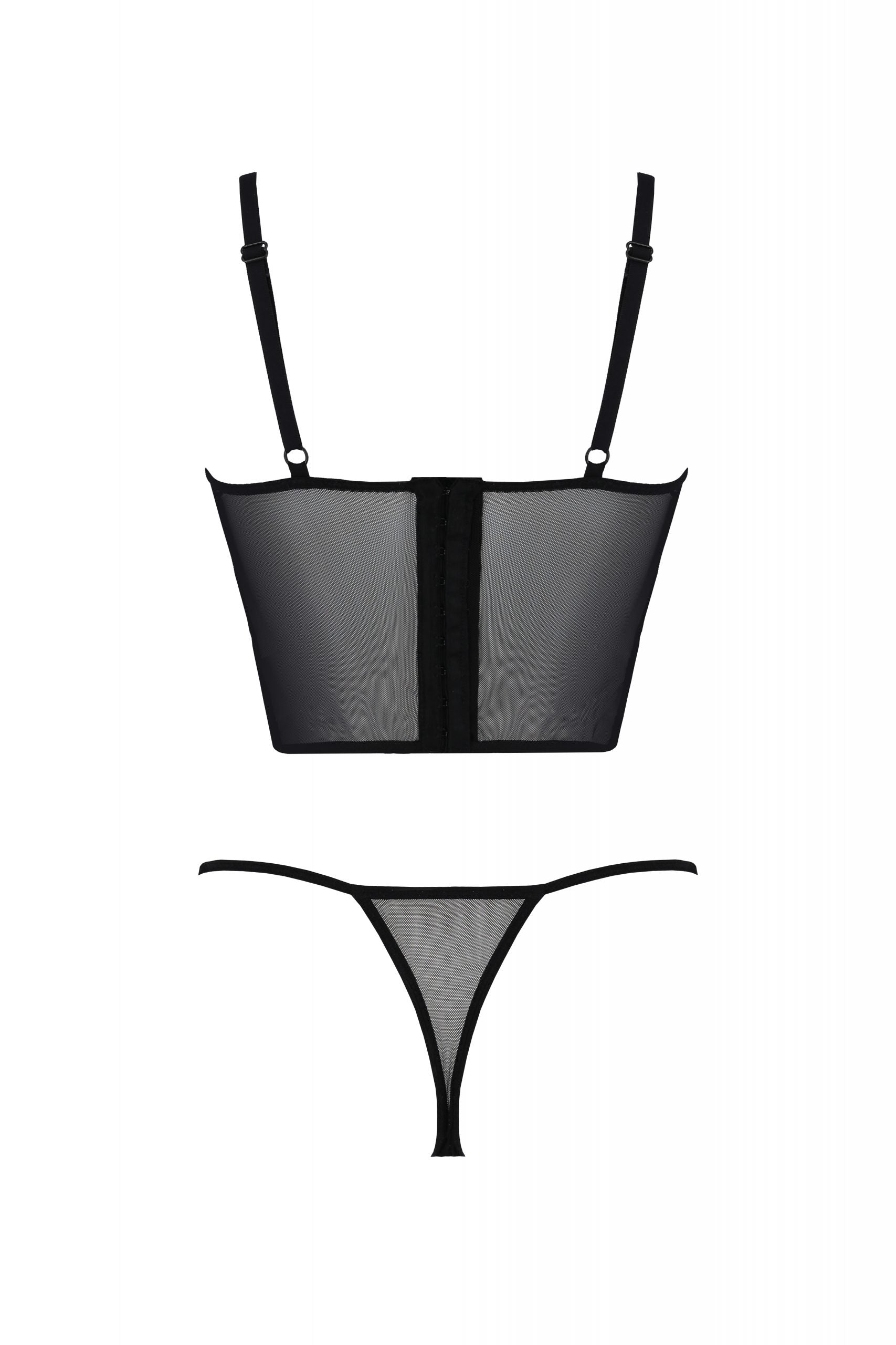 Longline Lace Bustier String Panty Set Passion Kerria — view 4
