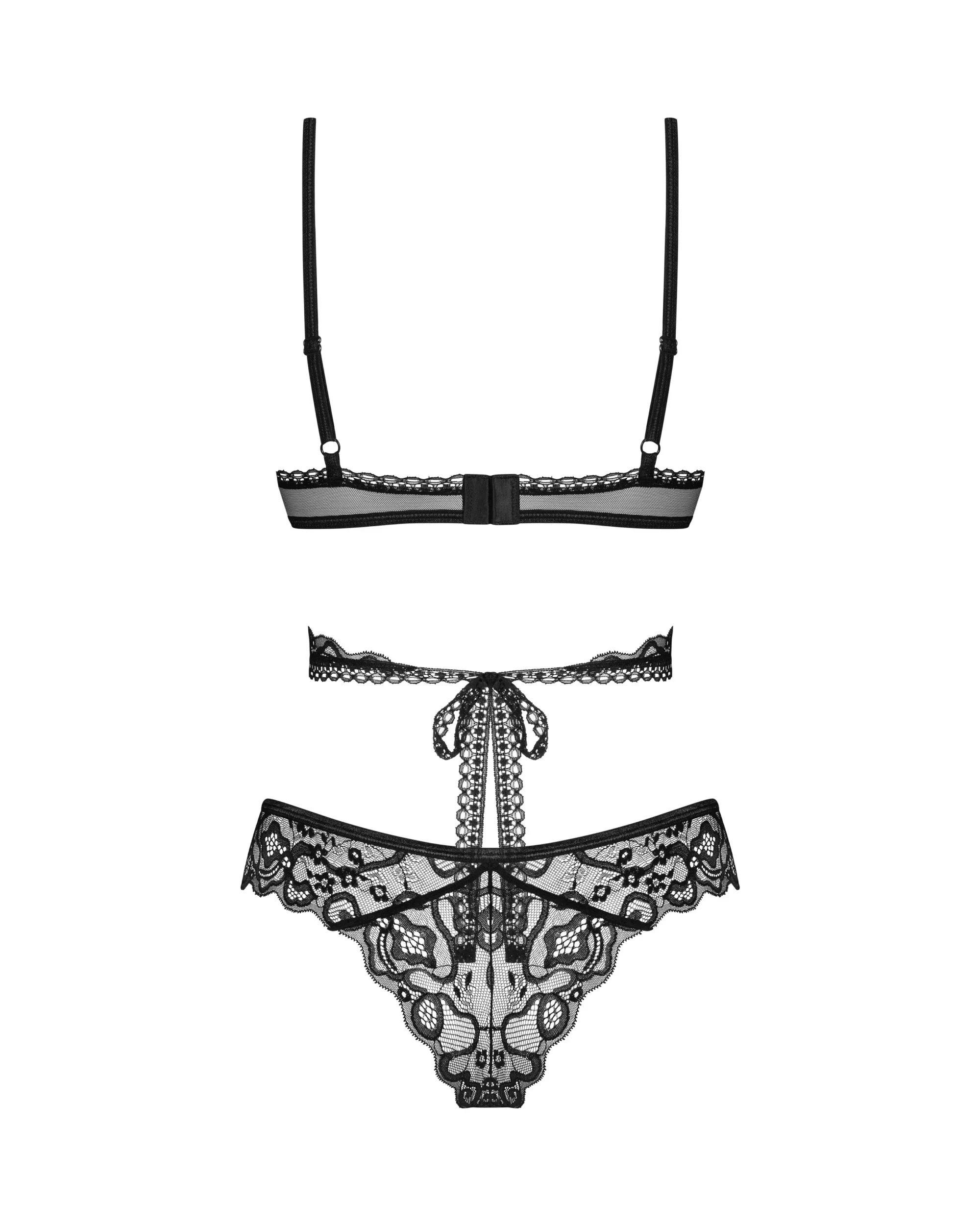 Obsessive Blomentis Soft Lace Bra & Sheer Thong Set — view 4