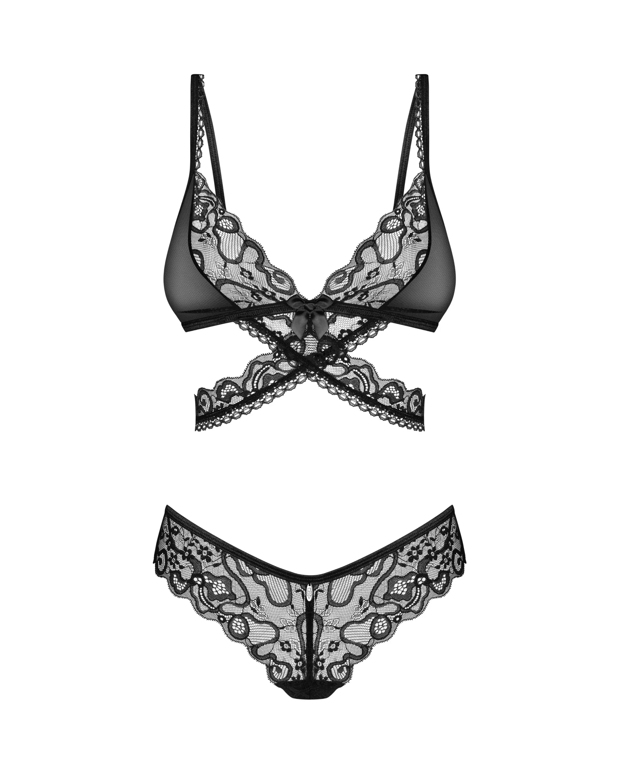 Obsessive Blomentis Soft Lace Bra & Sheer Thong Set — view 3