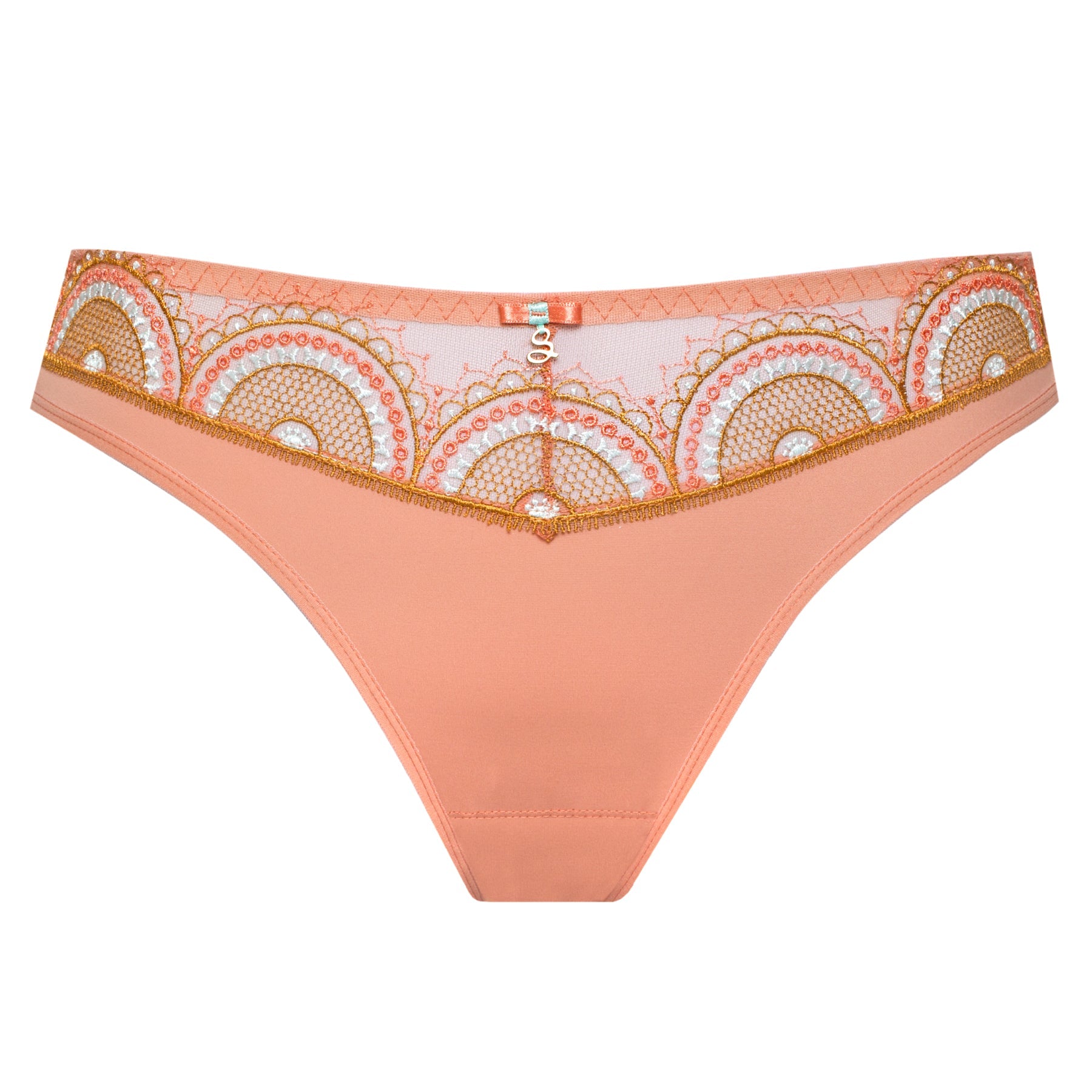 Samanta Lea Apricot Sheer Mesh Tulle Tanga Panty — view 6