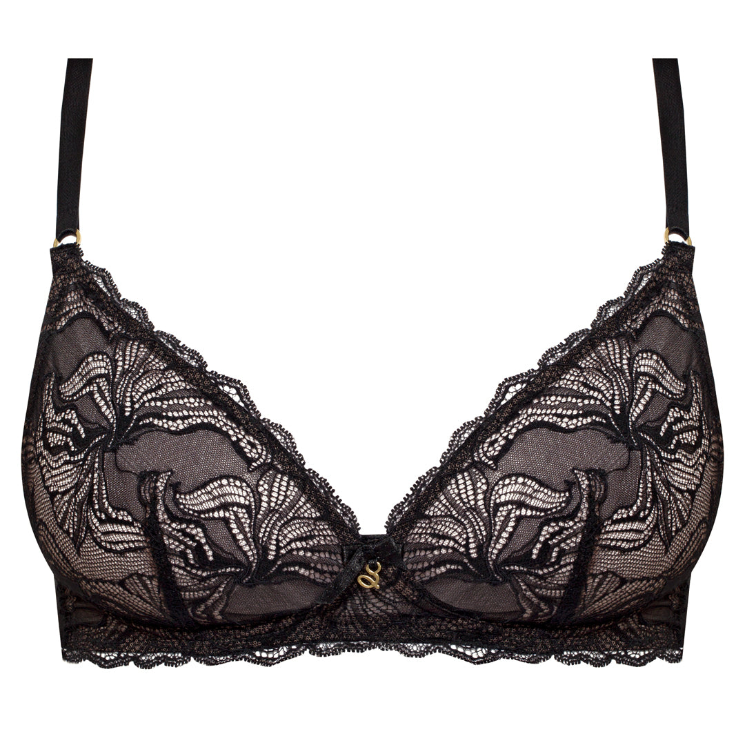 Samanta Nyks Black Sheer Lace Triangle Wireless Bra — view 6