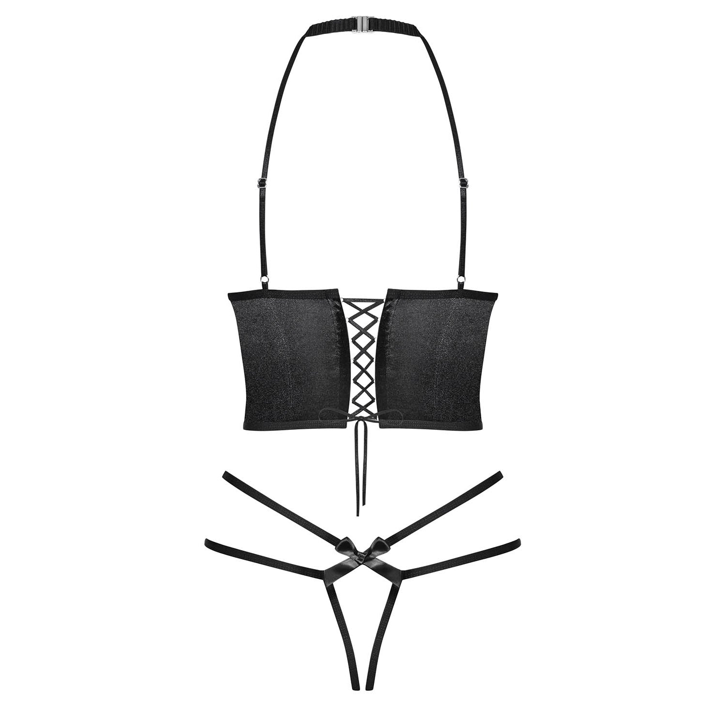 Obsessive Delishya Black Open Cup Corset & String — view 4