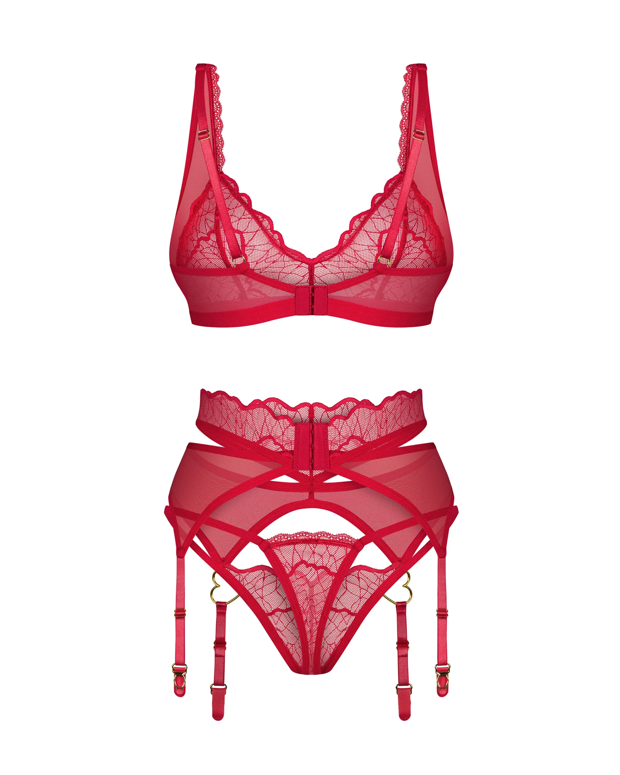 Obsessive Cupide Desir Sheer Bralette Thong Garter Belt Set — view 6