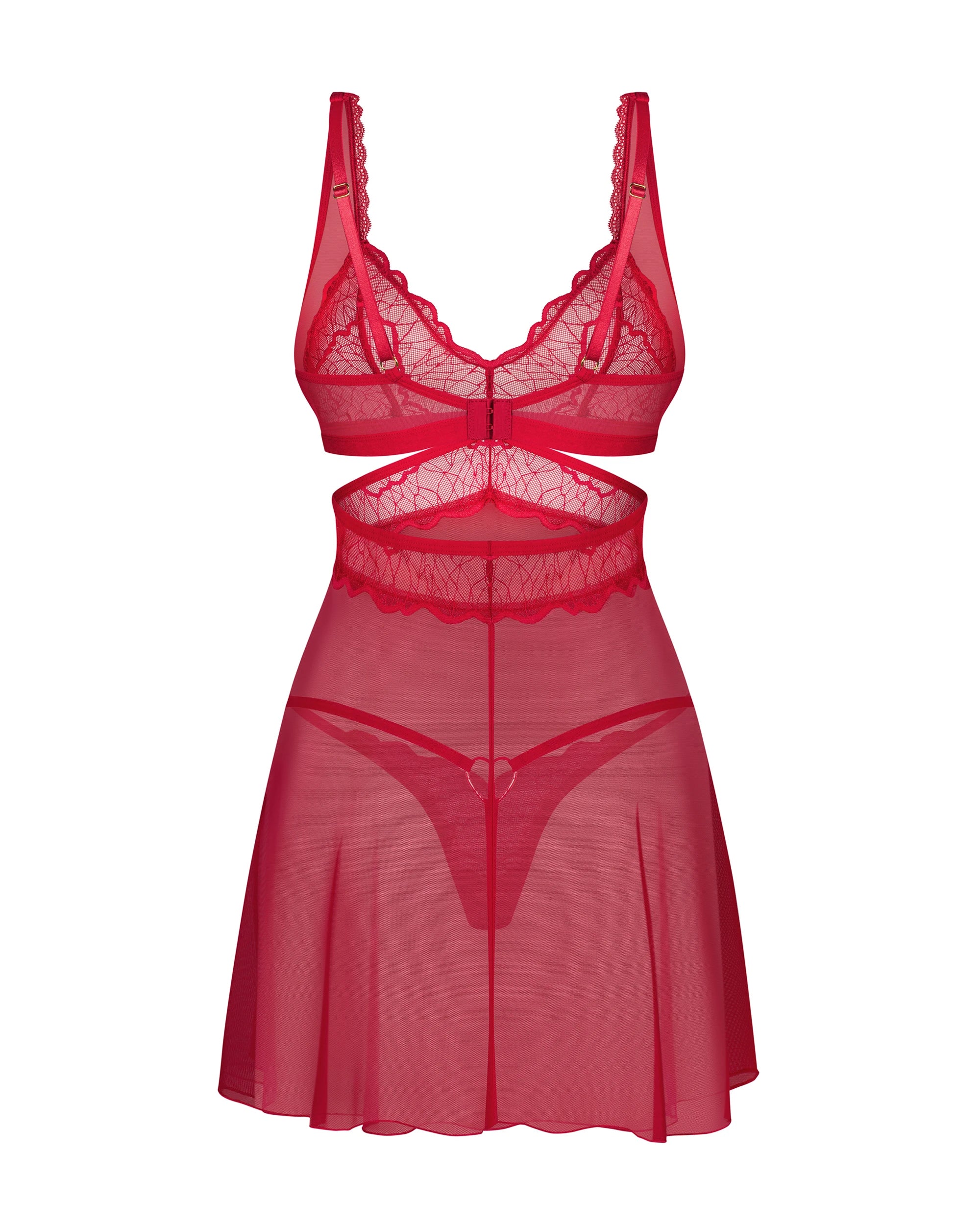 Obsessive Cupide Desir Red Lace Babydoll & Thong Lingerie Set — view 5