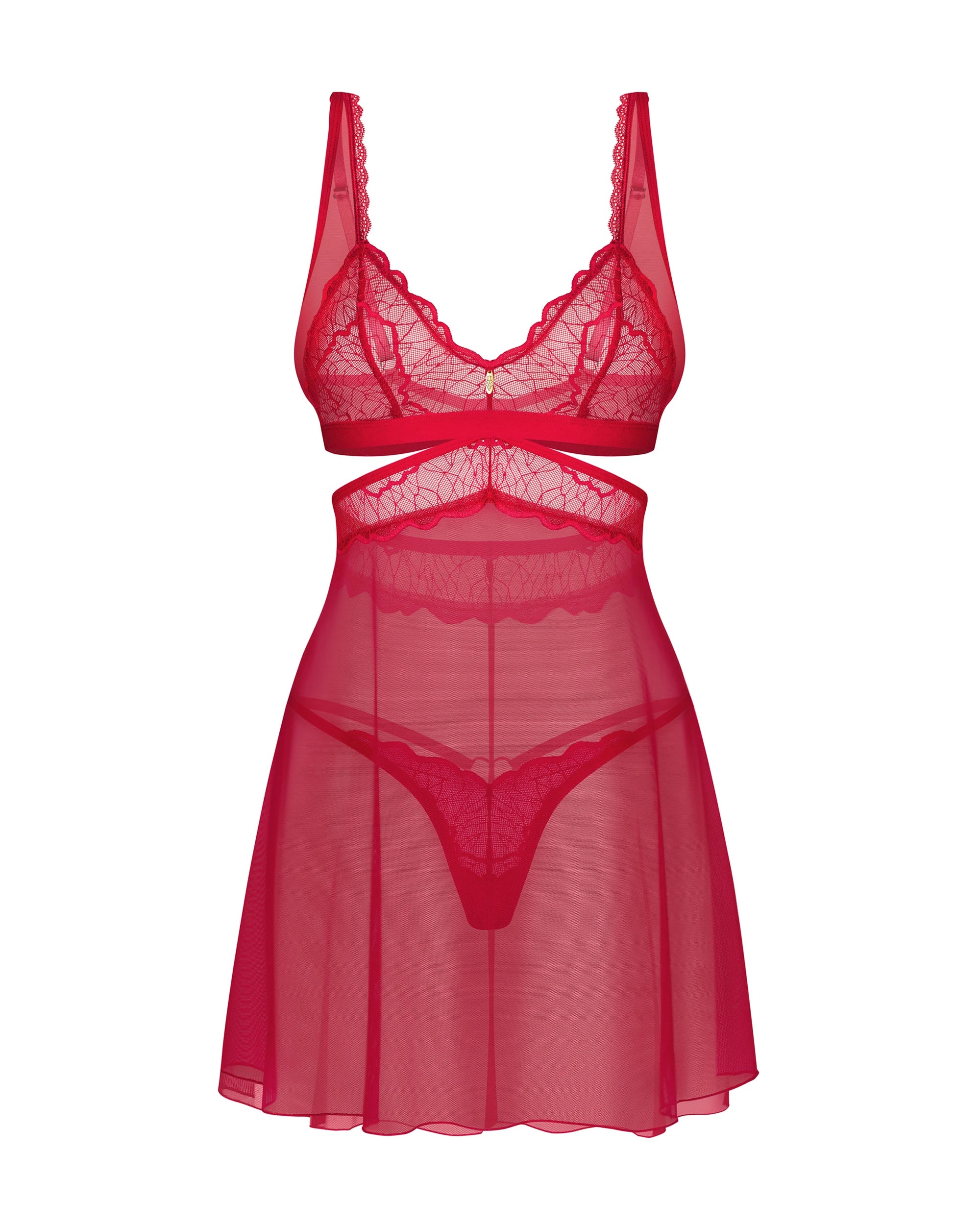 Obsessive Cupide Desir Red Lace Babydoll & Thong Lingerie Set — view 4