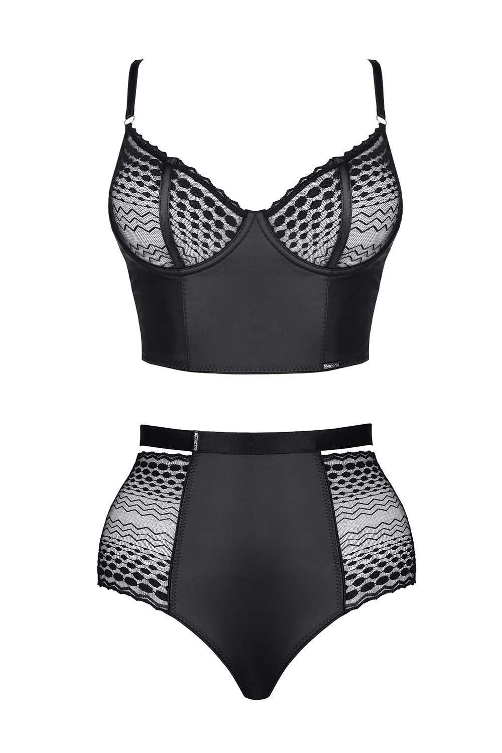 Demoniq Yessenia Sheer Lace Longline Bra & High Waist Briefs — view 4