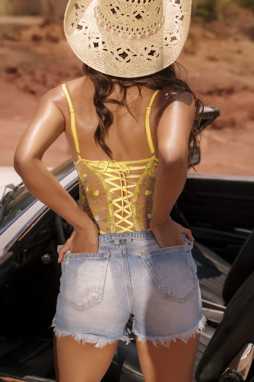 Mapale Daisy Bliss Sheer Mesh Bodysuit — view 7