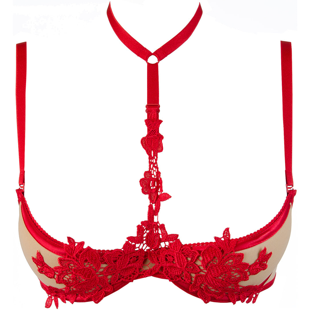 Axami Naughty in Nude Red Open Cup Shelf Bra — view 6