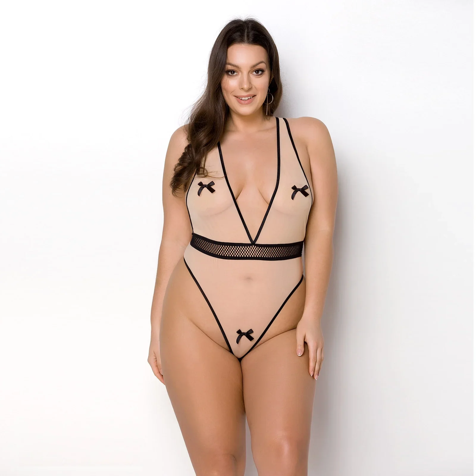 Sheer Mesh Deep V-Neck Bodysuit Passion Viena — view 6