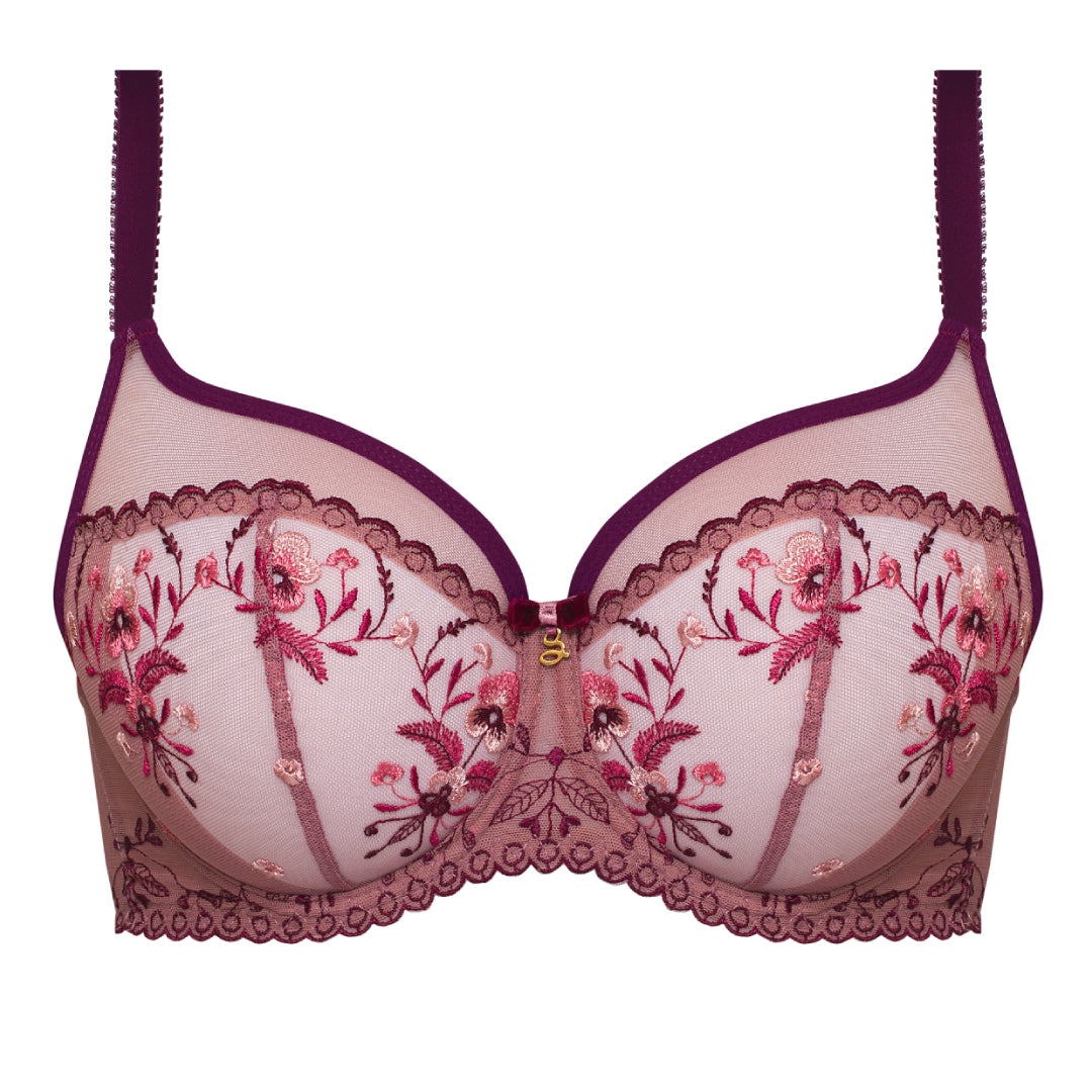 Samanta Viola Rose Sheer Mesh Embroidered Underwire Bra — view 3