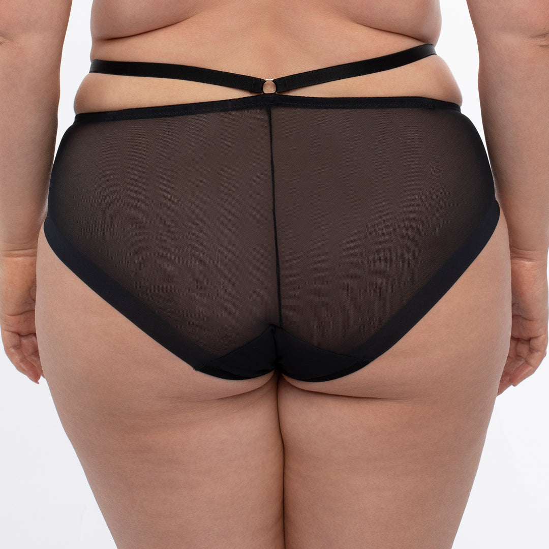 Samanta Antinea Black Transparent Tulle Embroidered Bikini Panty — view 3