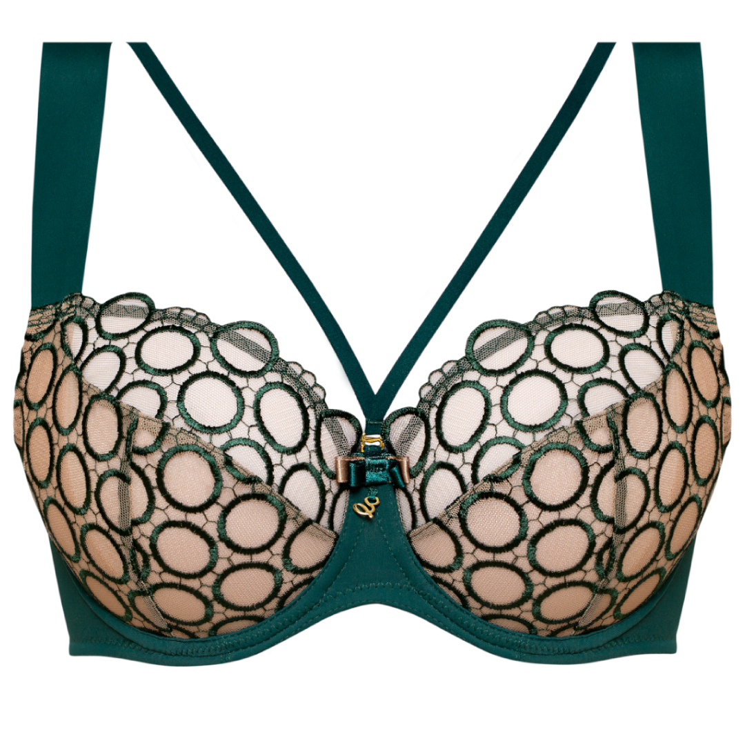 Samanta Boobie Emerald Sheer Mesh Tulle Tulip Seam Balconette Bra — view 4