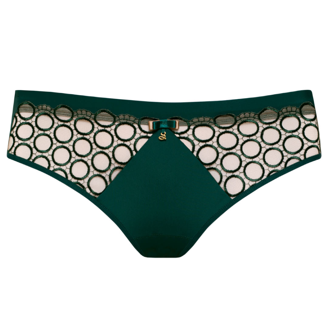 Samanta Boobie Emerald Sheer Mesh Tulle Embroidered Brief Panty — view 3