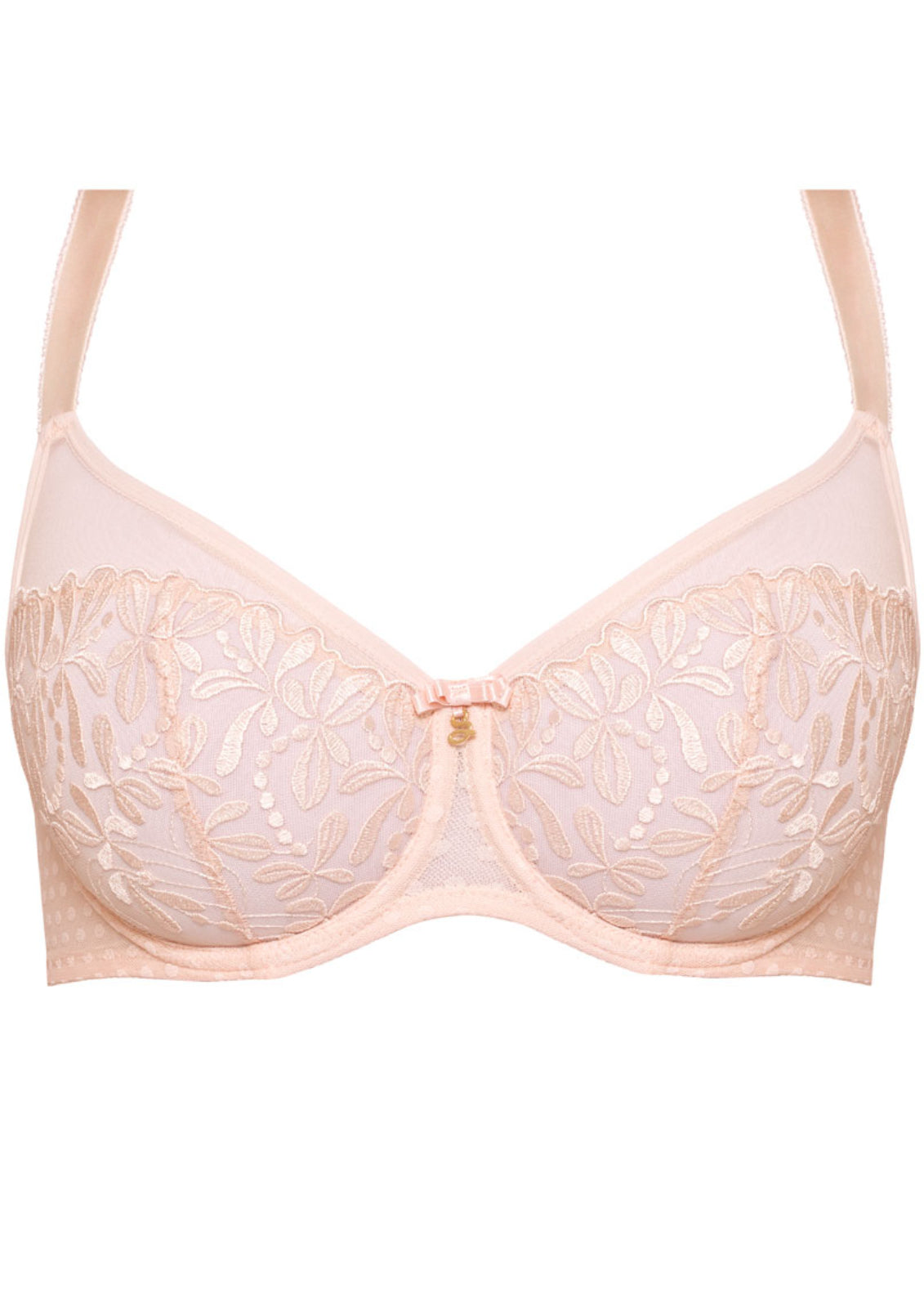 Samanta Donna Powder Rose Sheer Mesh Embroidered Underwire Bra — view 6