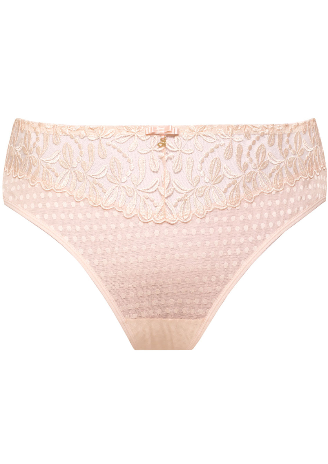 Samanta Donna Powder Rose Sheer Mesh Tulle Embroidered Brief Panty — view 5