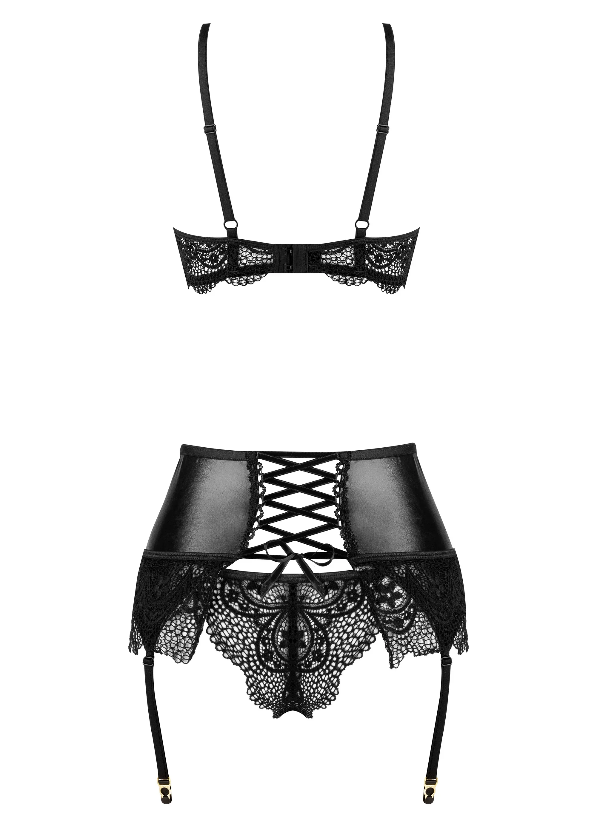Beauty Night Noir Fantasy Sheer Lace Bra Garter Belt & G-String — view 7