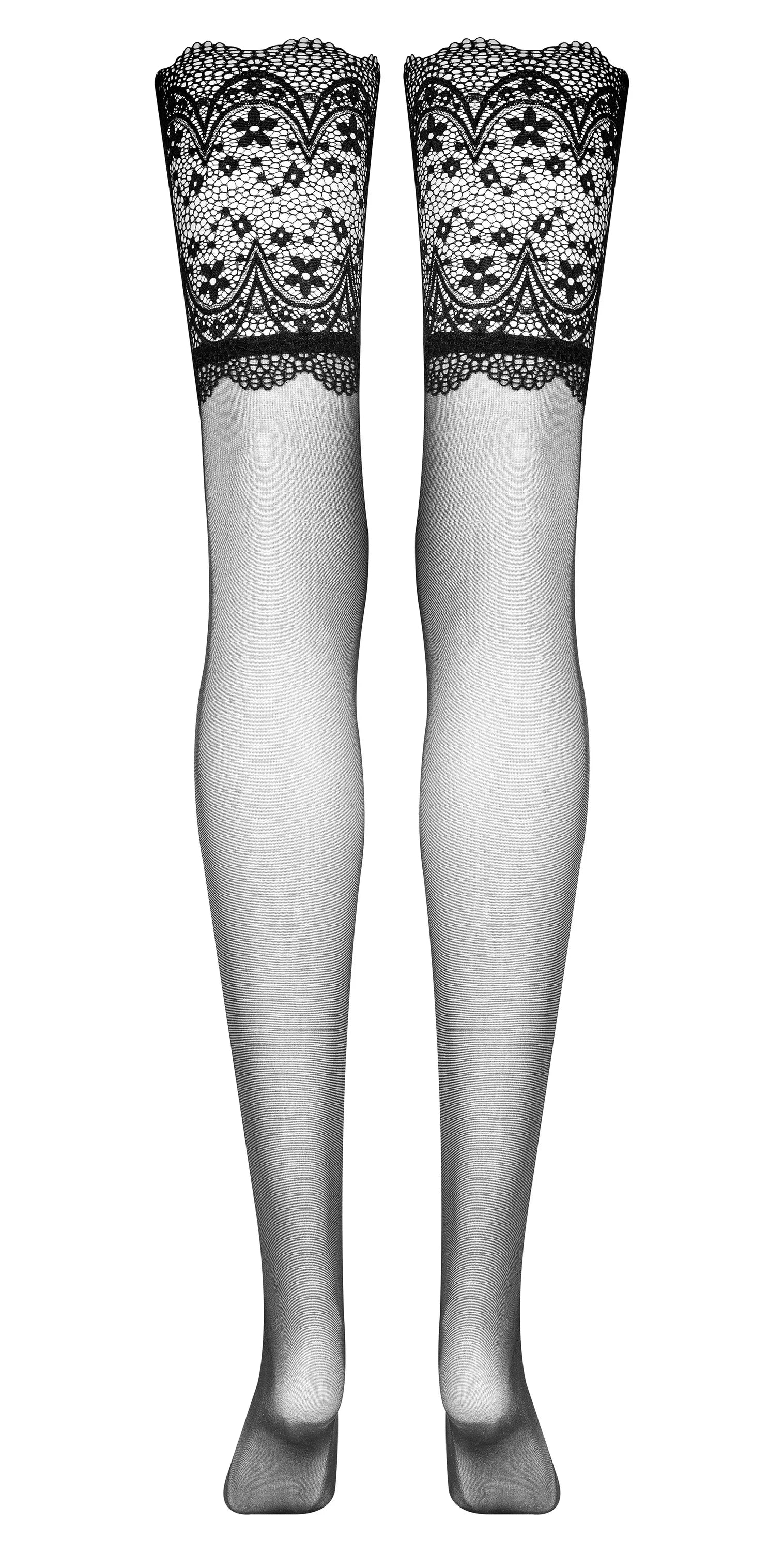 Beauty Night Obsidian Lace Top Sheer Stockings — view 5