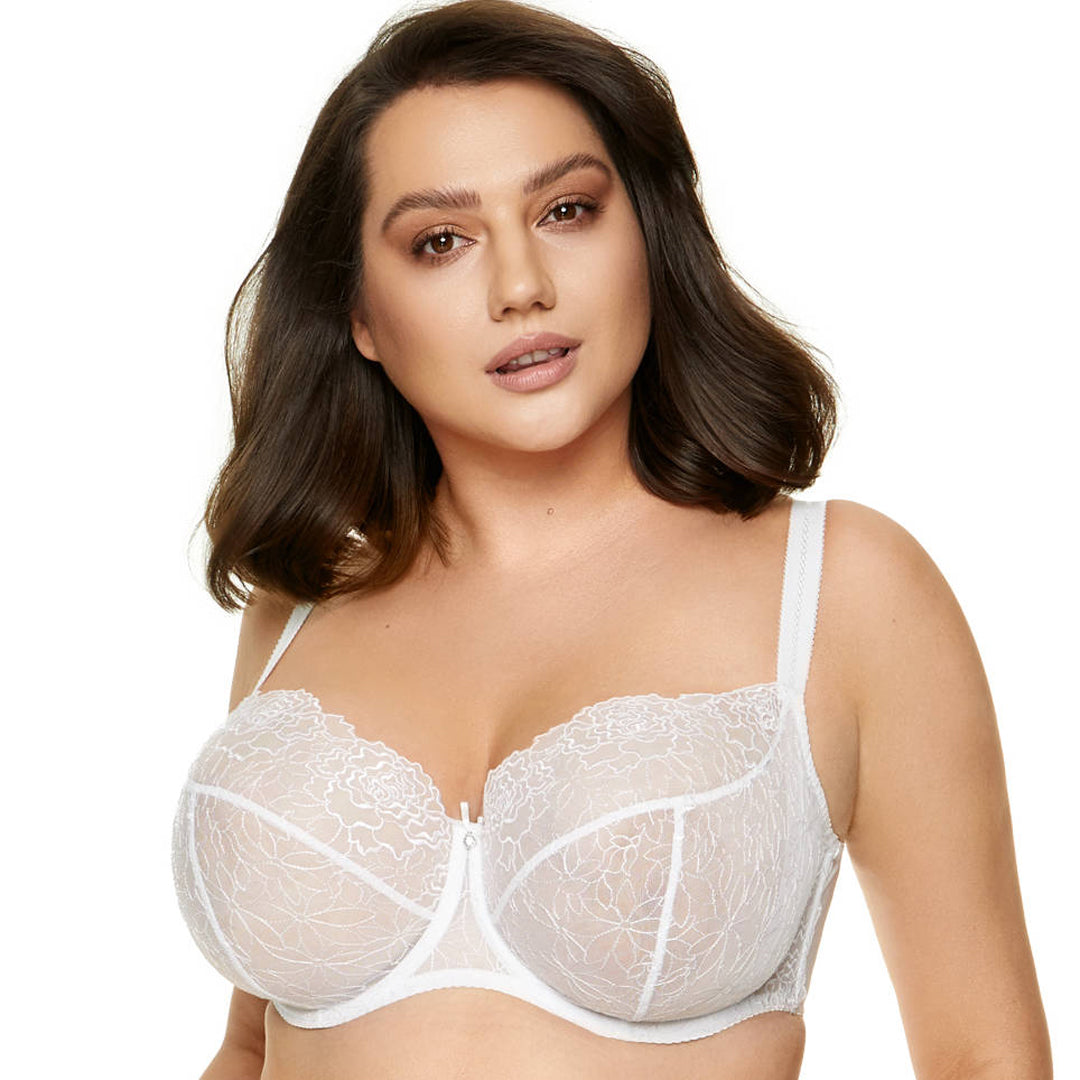 Gorteks Pamela White Sheer Mesh Balconette Bra SALE — view 7