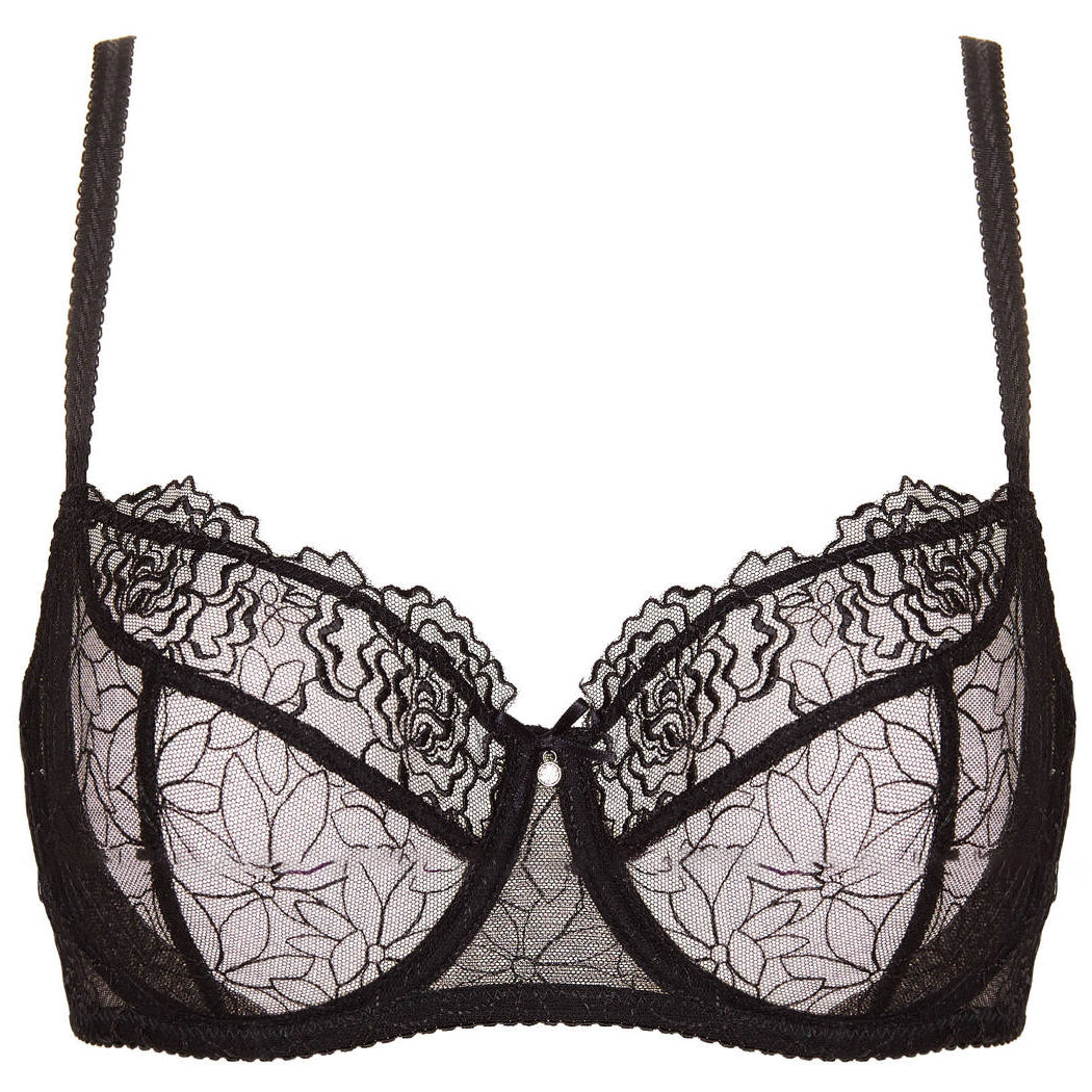 Gorteks Pamela Black Sheer Mesh Balconette Bra SALE — view 6