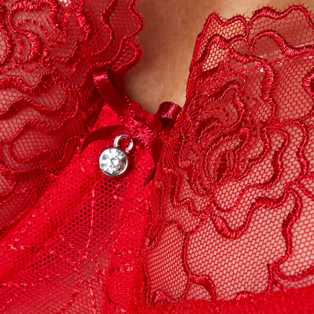 Gorteks Pamela Red Sheer Mesh Balconette Bra — view 6