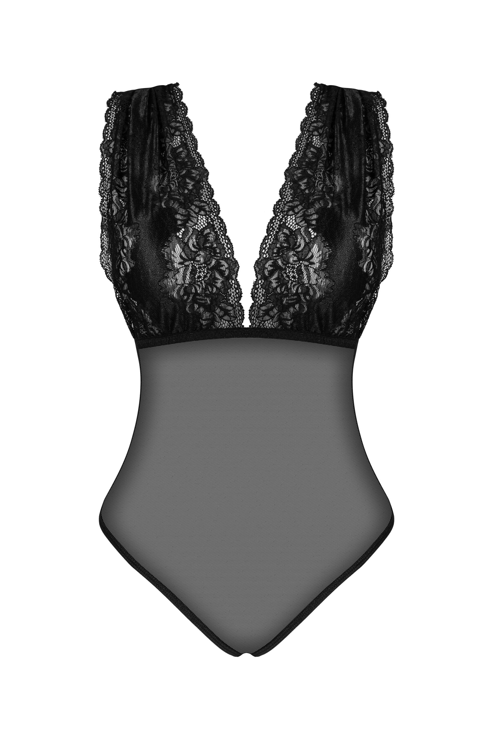 Beauty Night Veronica Black Sexy Deep Cleavage Lace Bodysuit — view 7