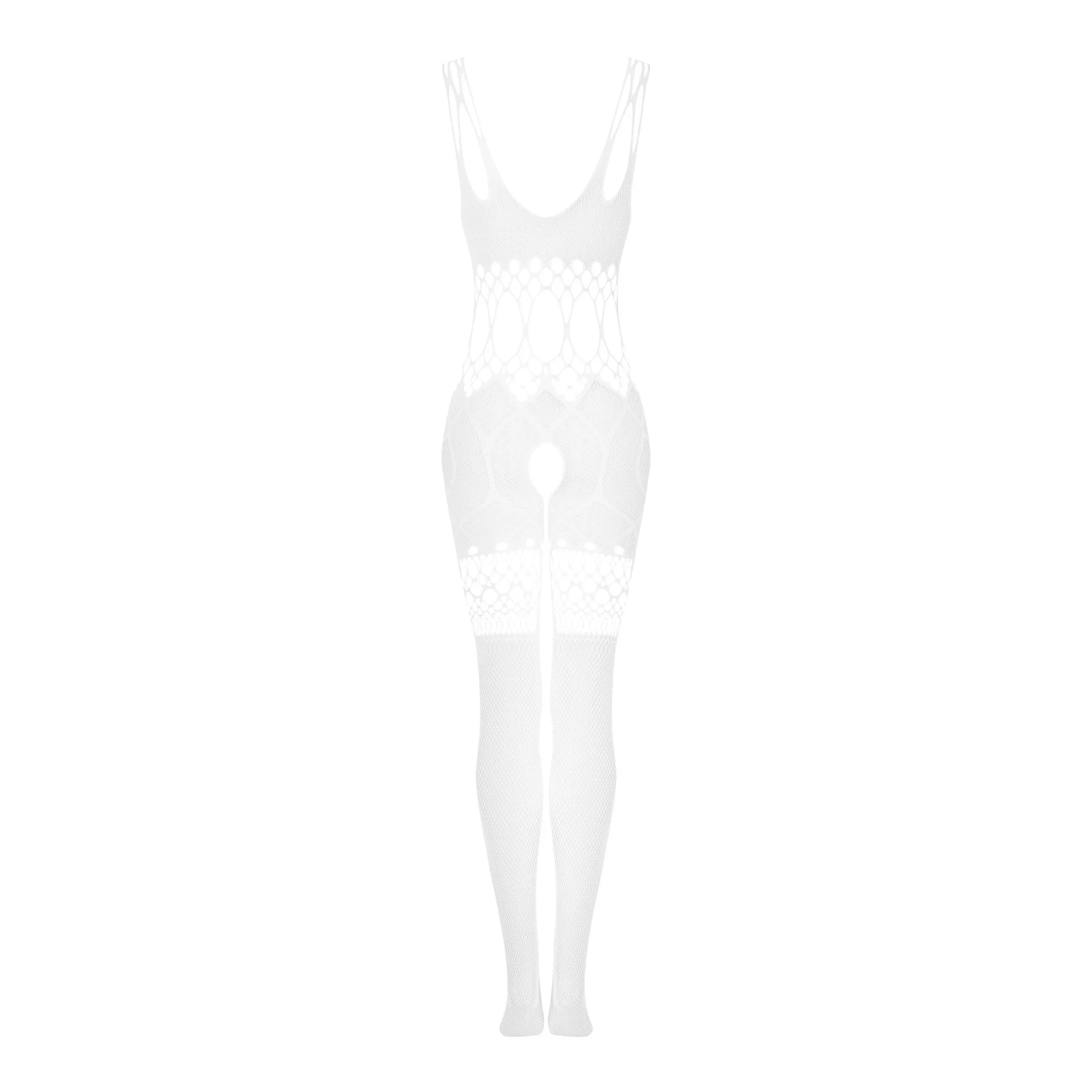 Obsessive White Cutouts Crotchless Bodystocking — view 6