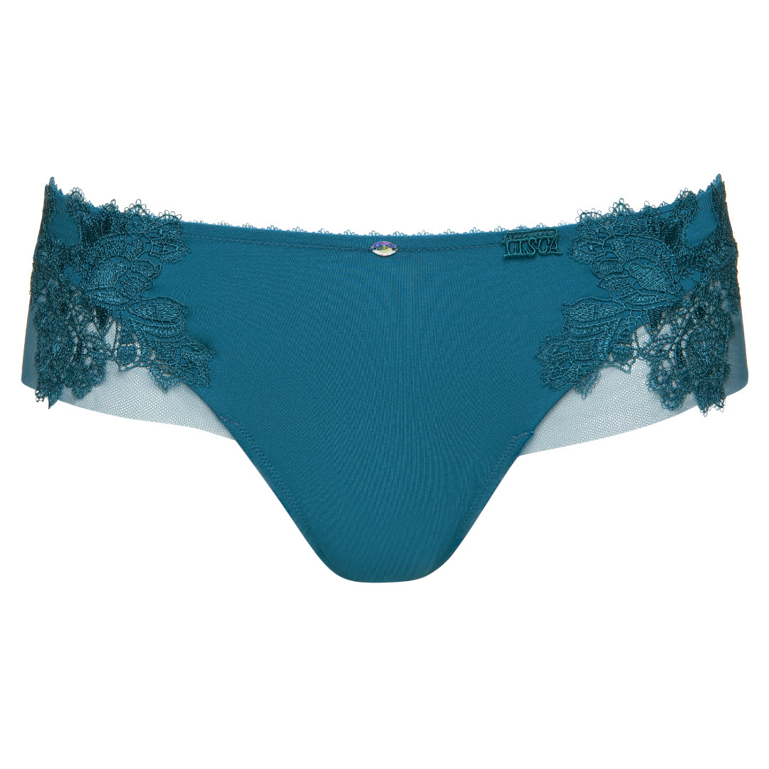 Lisca Peony Dark Turquoise Sheer Lace Side Tanga Panty — view 6
