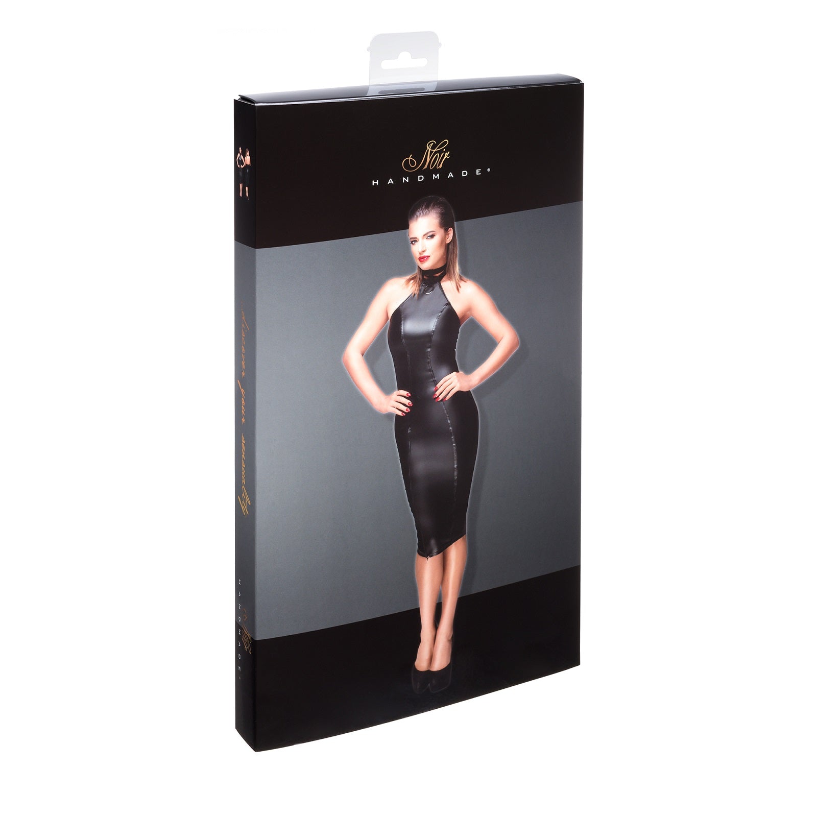 Sexy Powerwetlook Pencil Dress Noir Handmade — view 7
