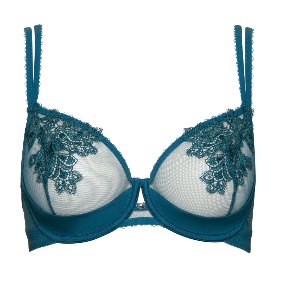 Lisca Peony Dark Turquoise Sheer Mesh Demi Bra — view 3